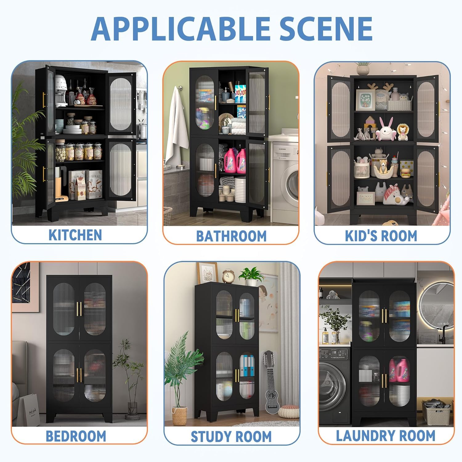 GAIOUS Metal Pantry Cabinet, Kitchen Pantry Storage Cabinets with 2 Door and 3 Adjustable Shelves, White Kitchen Pantry Cabinet, Freestanding Cupboard for Dining Room Living Room Bathroom