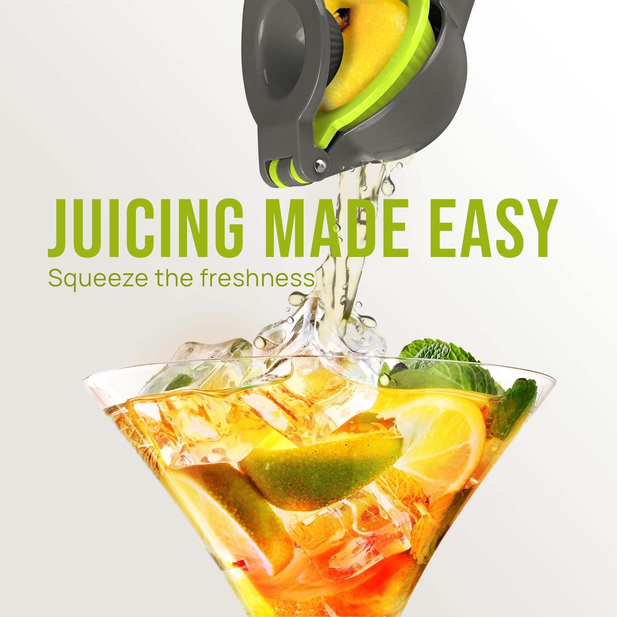 Zulay Kitchen Metal 2-in-1 Lemon Squeezer - Sturdy Max Extraction Hand Juicer Lemon Squeezer Gets Every Last Drop - Easy to Clean Manual Citrus Juicer - Easy-Use Lemon Juicer Squeezer - Yellow/Green