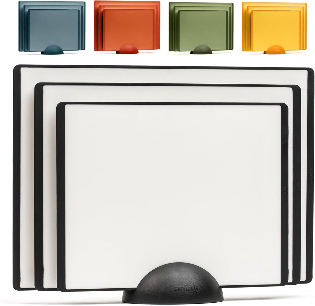 SMIRLY Premium Kitchen Bundle: Silverware Drawer Organizer & Durable Plastic Cutting Board - Home Organization and Food Preparation