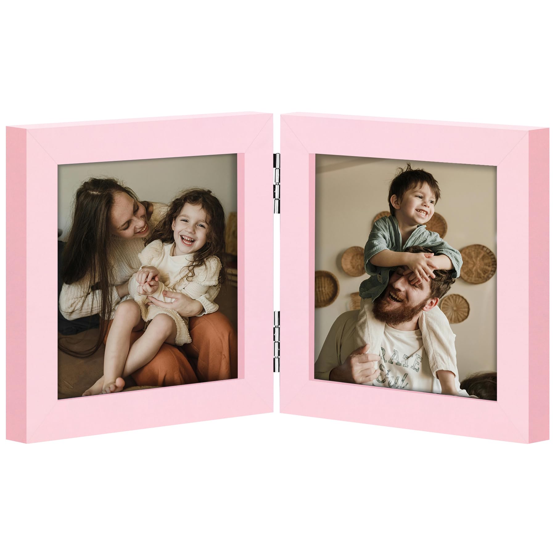 decorUhome Double 4x6 Picture Frame Vertical, Engineered Wood Bifold Photo Frame with Plexiglass for Tabletop Display, 4x6, Black