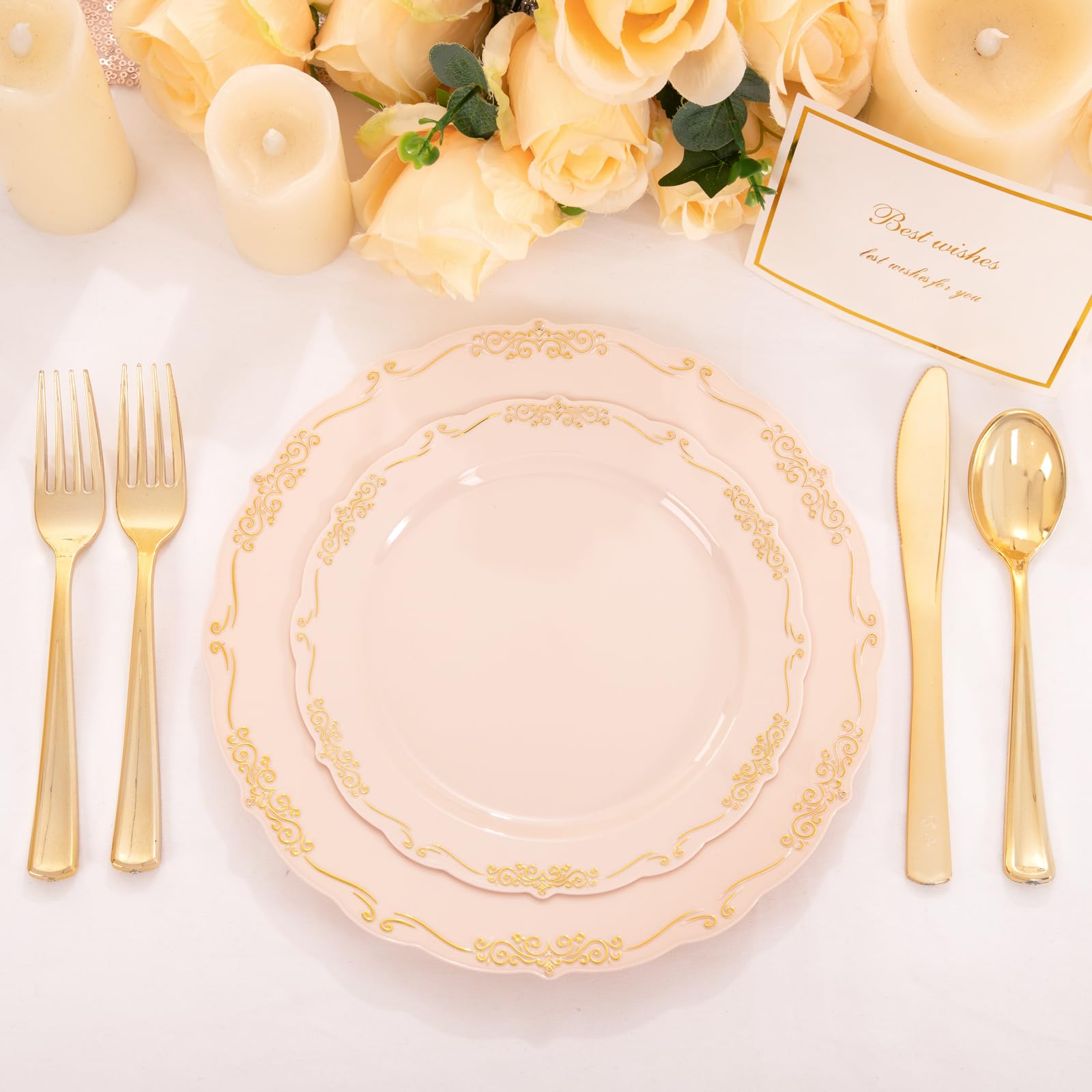 DaYammi 60PCS White Plastic Plates, Heavy Duty White Disposable Plates Premium 10inch Dinner Plates Hard Plastic Plates Disposable for Party Wedding Bridal Shower