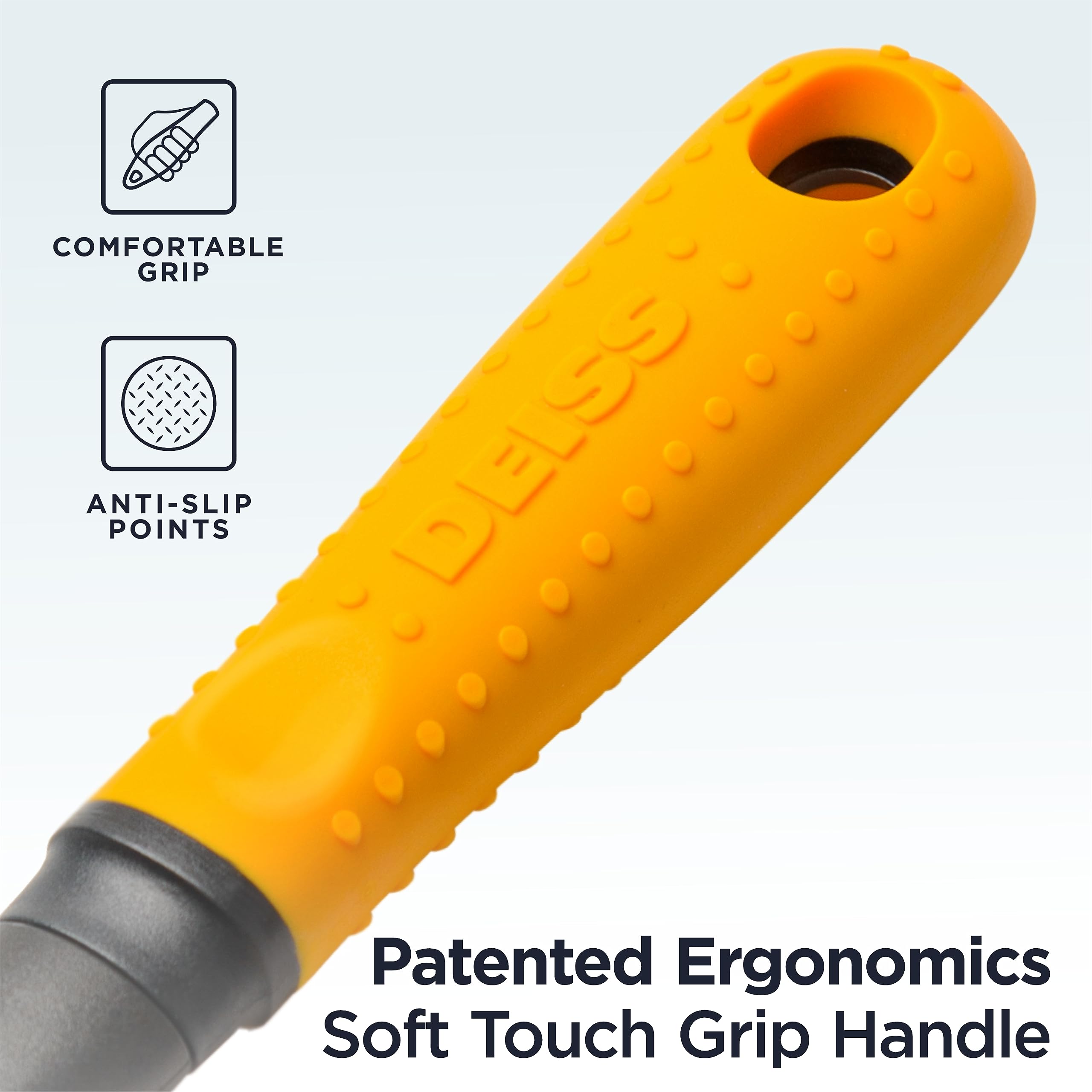 Deiss Pro Heavy Duty Can Opener Manual Smooth Edge, Handheld Can Opener With Soft Touch Handle, Rust Proof Safety Can Opener Oversized Handheld Easy Turn Knob, Best Large Lid Openers (ORANGE)