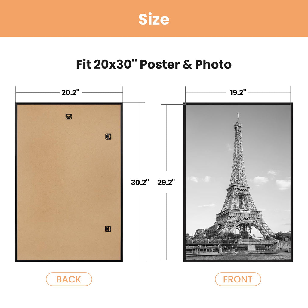 upsimples 12x16 Picture Frame Black 3 Pack, Scratch-Proof Poster Frames 12 x 16 for Photo Gallery - Slide-In Strips, Horizontal or Vertical Wall Mounting