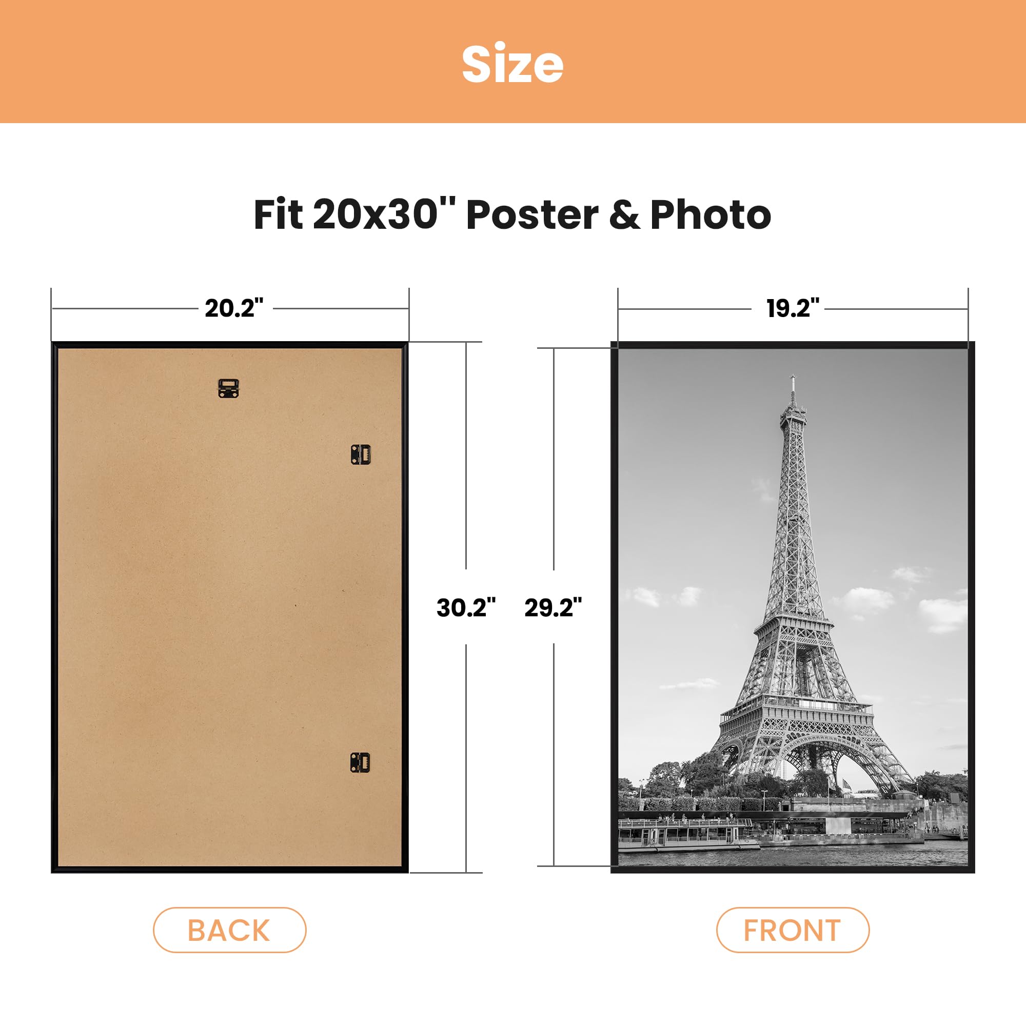 upsimples 12x16 Picture Frame Black 3 Pack, Scratch-Proof Poster Frames 12 x 16 for Photo Gallery - Slide-In Strips, Horizontal or Vertical Wall Mounting