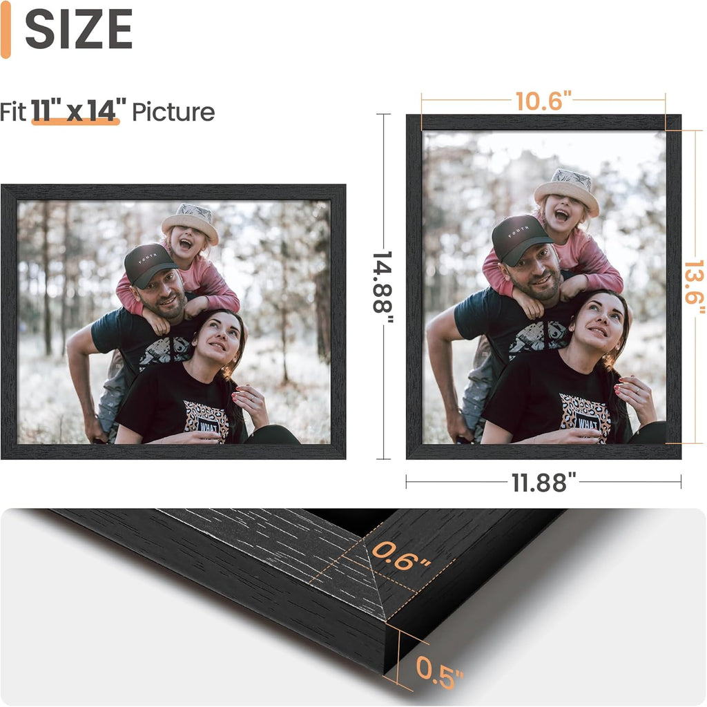 upsimples 11x14 Picture Frame, Wall Gallery Photo Frames with Engineered Wood, Black 1 Pack