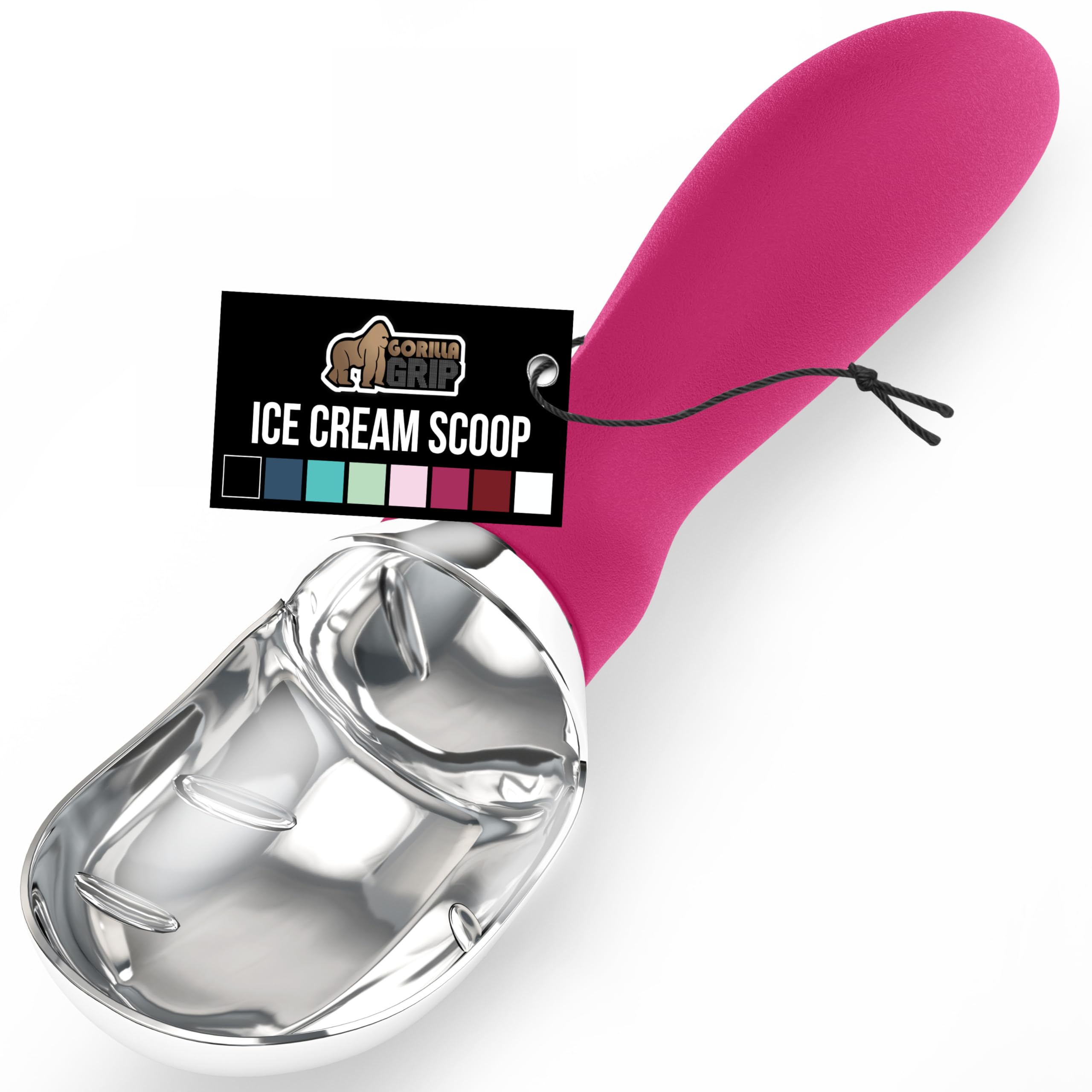 GORILLA GRIP BPA-Free Heavy Duty Ice Cream Scoop, Comfortable Ergonomic Handle, Professional Grade Scooper for Perfect Round Scoops, Spoon Frozen Hard Gelato, Sorbet, Cookie Dough, Kitchen Tool, Black