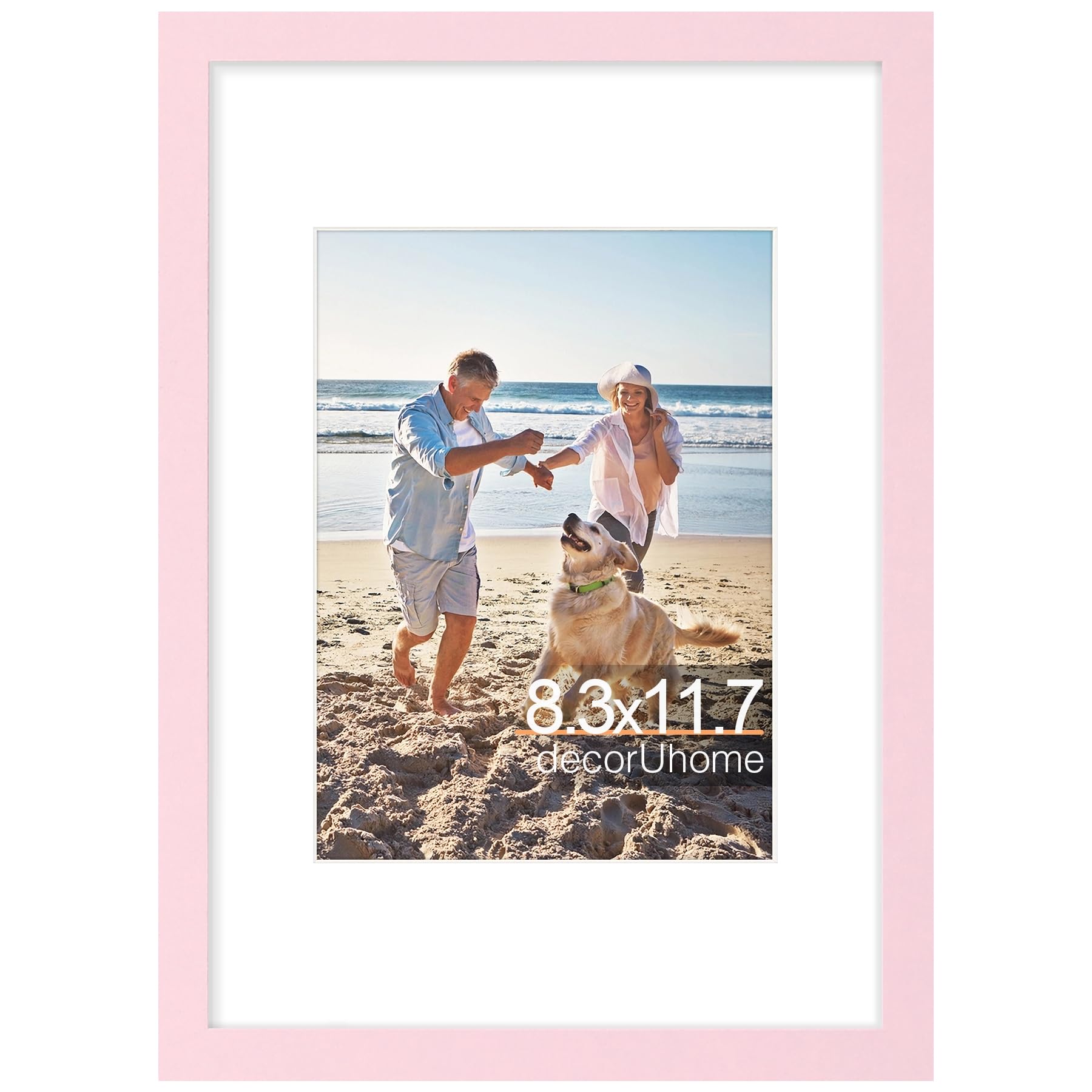 decorUhome 8x10 Picture Frame, Display Pictures 5x7 with Mat or 8x10 without Mat, Wall & Tabletop Display Photo Frame, Black, 1 Pack