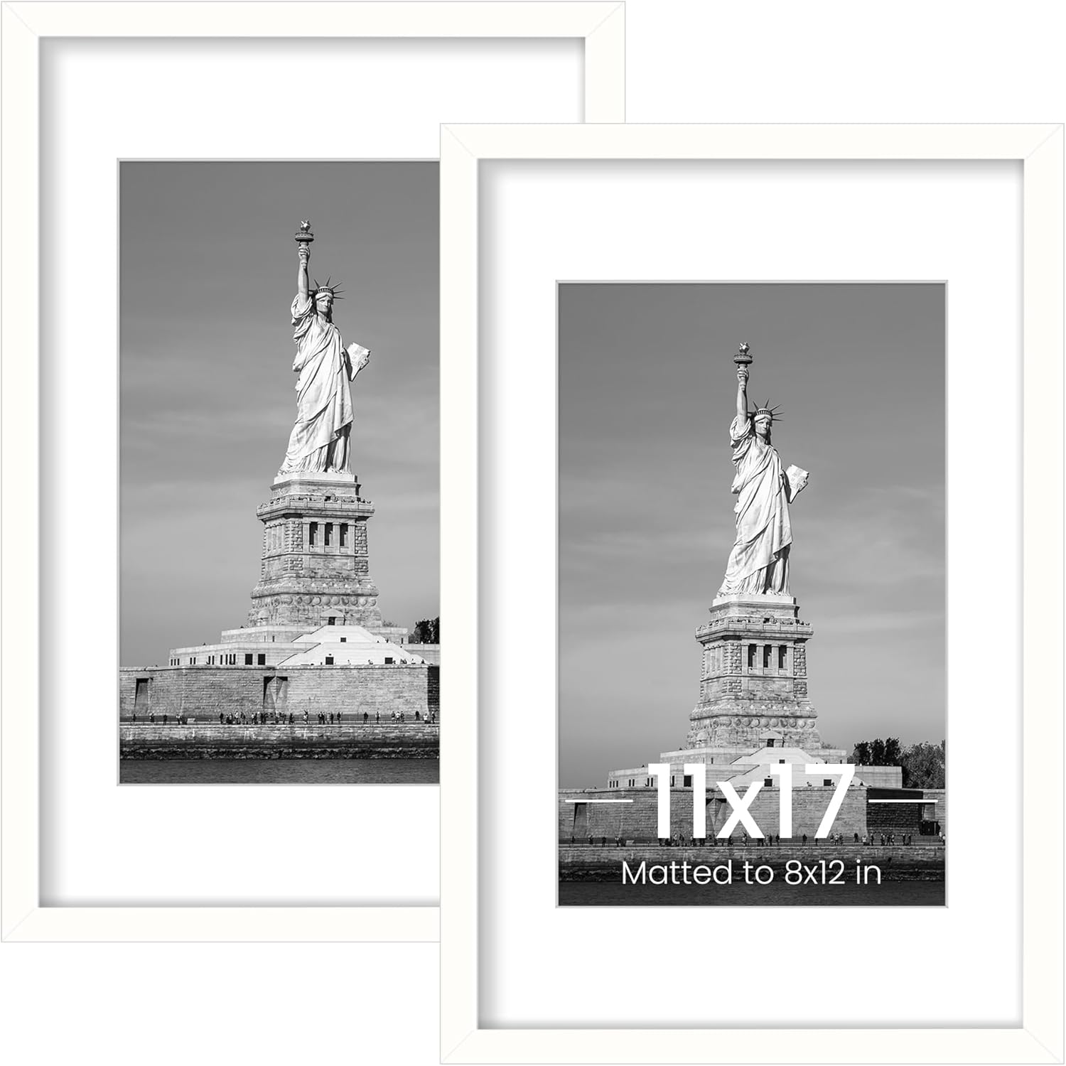 ENJOYBASICS 11x17 Picture Frame, Display Poster 8x12 with Mat or 11 x 17 Without Mat, Wall Gallery Photo Frames, White, 2 Pack