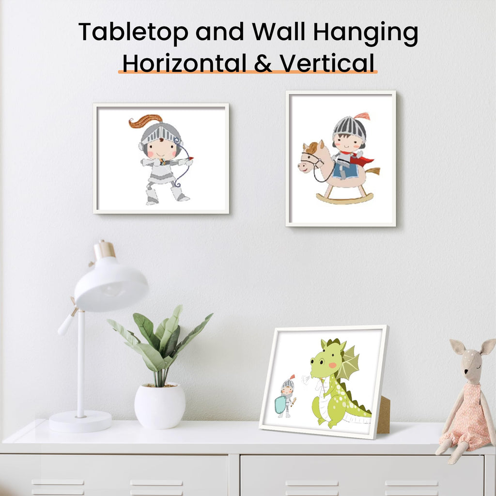 upsimples 5x7 Picture Frame Set of 3, Made of High Definition Glass for 5 x 7 Black Frames, Wall and Tabletop Display Thin Border Photo Frame for Home Décor