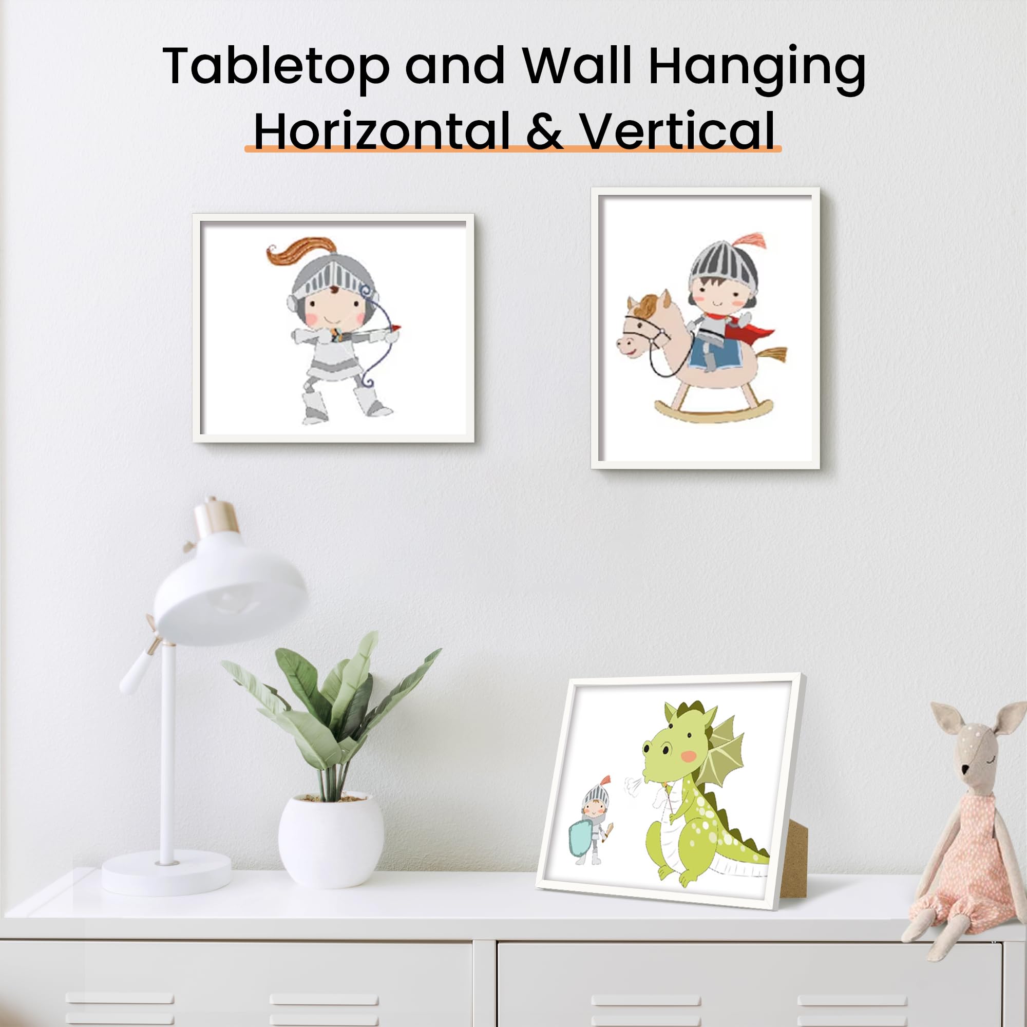 upsimples 5x7 Picture Frame Set of 3, Made of High Definition Glass for 5 x 7 Black Frames, Wall and Tabletop Display Thin Border Photo Frame for Home Décor