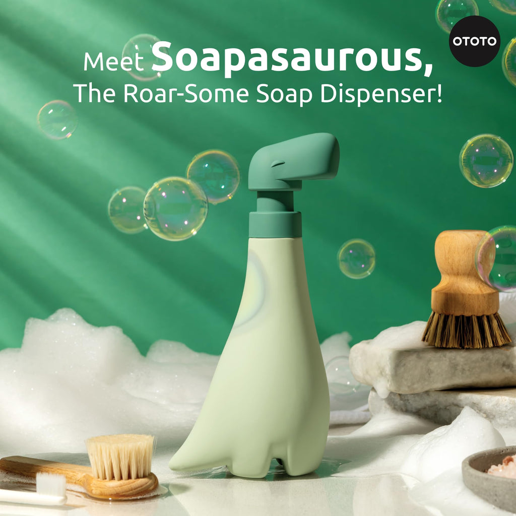 OTOTO New Soapasaurous Dino Hand Soap Dispenser - Cute Bathroom Accessories, Liquid Dish Soap Dispenser, Dinosaur, Cute Kitchen Accessories, Gifts for Kids