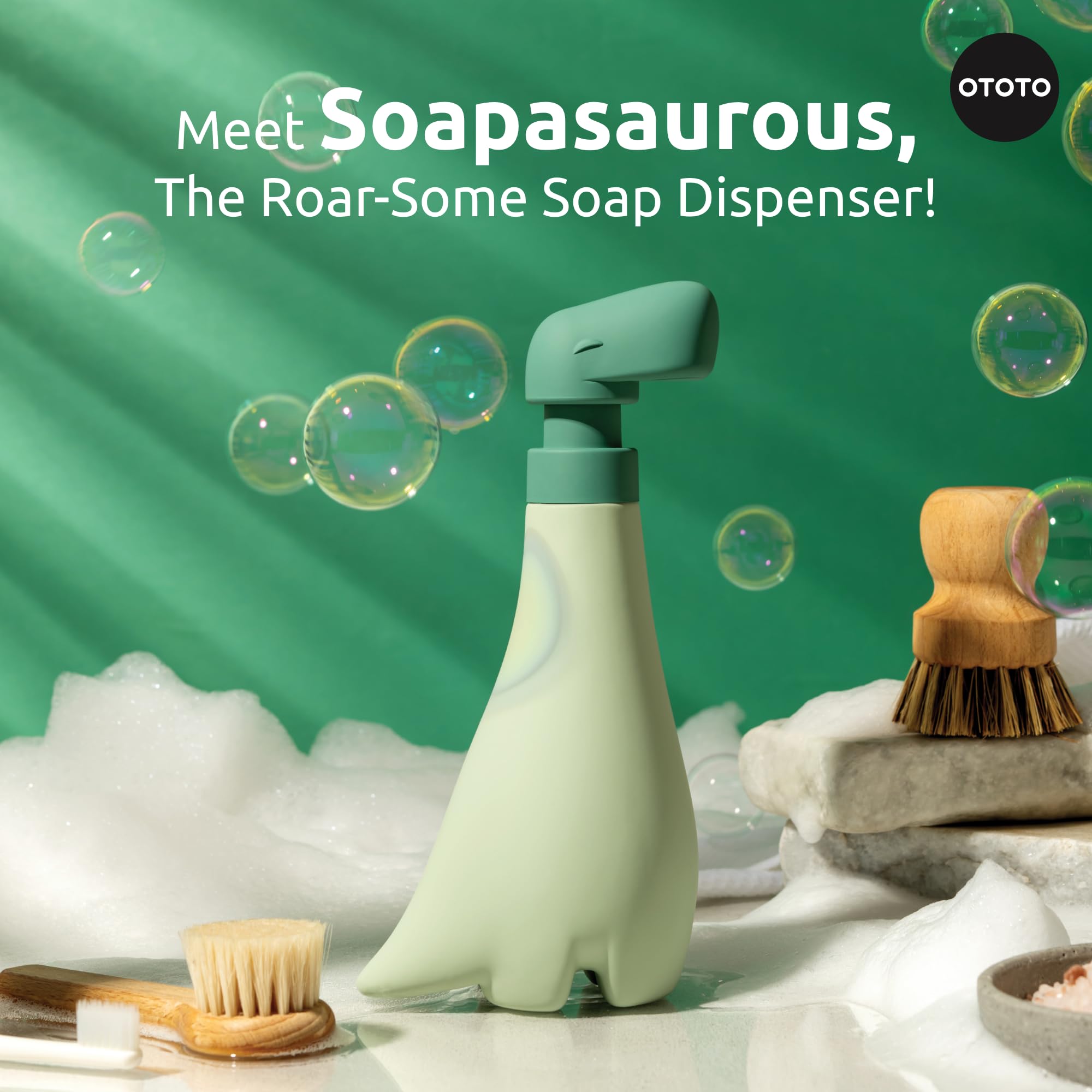 OTOTO New Soapasaurous Dino Hand Soap Dispenser - Cute Bathroom Accessories, Liquid Dish Soap Dispenser, Dinosaur, Cute Kitchen Accessories, Gifts for Kids