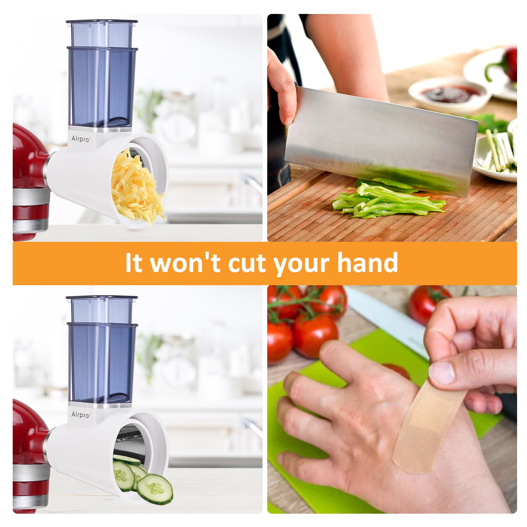 Slicer Shredder Attachment for Kitchenaid Stand Mixer, Salad Machine with Vegetable Slicer, Salad Maker, Food Slicers Cheese Grater Attachments for Kitchenaid Mixer Dishwasher Safe By Airpro,Blue