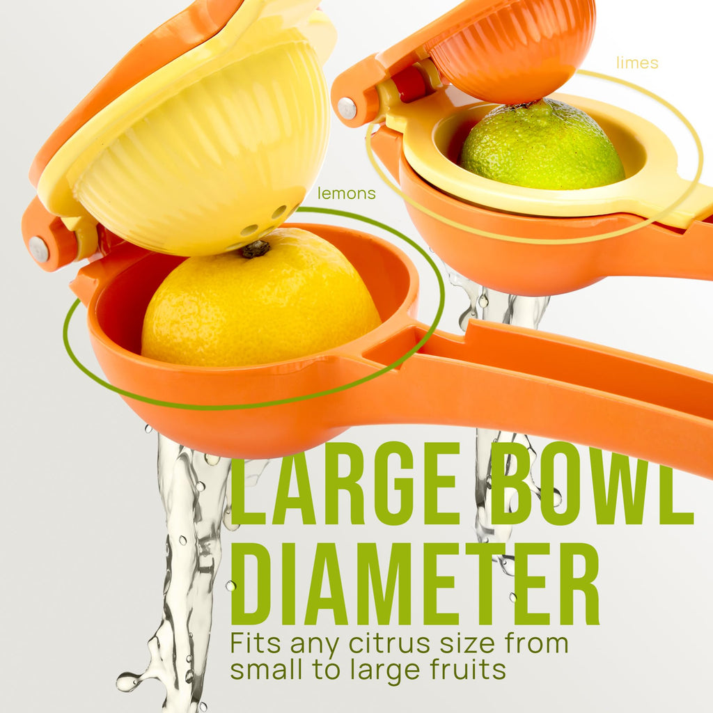 Zulay Kitchen Metal 2-in-1 Lemon Squeezer - Sturdy Max Extraction Hand Juicer Lemon Squeezer Gets Every Last Drop - Easy to Clean Manual Citrus Juicer - Easy-Use Lemon Juicer Squeezer - Yellow/Green