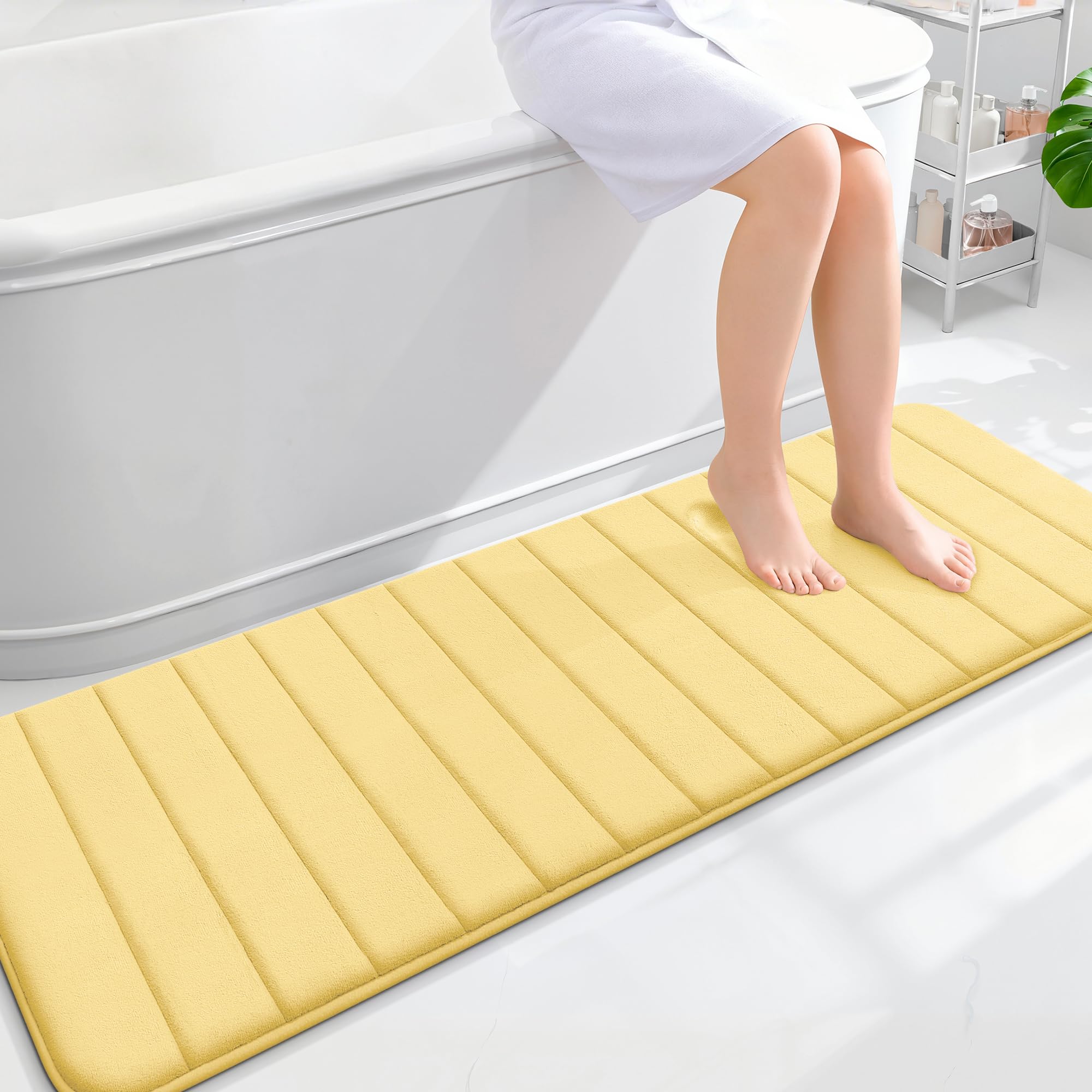 OLANLY Memory Foam Bath Mat 30x20, Super Soft Absorbent Bathroom Rugs, Quick Dry, Machine Washable Shower Floor Rugs, Bathmat Carpet, Bathroom Home Decor Accessories, Grey