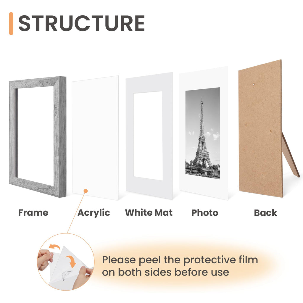 upsimples 5x7 Picture Frame Set of 10, Display Pictures 4x6 with Mat or 5x7 Without, Multi Photo Frames Collage for Wall or Tabletop Display, Black
