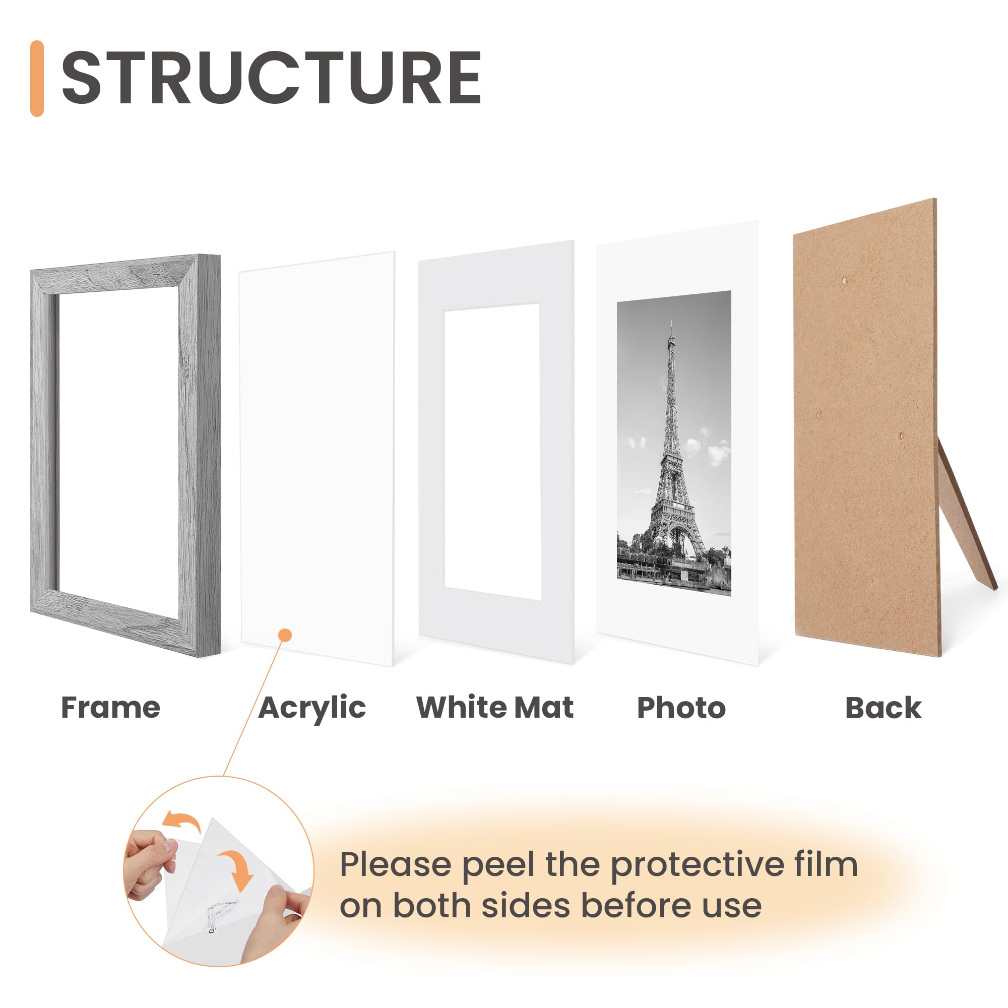 upsimples 5x7 Picture Frame Set of 10, Display Pictures 4x6 with Mat or 5x7 Without, Multi Photo Frames Collage for Wall or Tabletop Display, Black