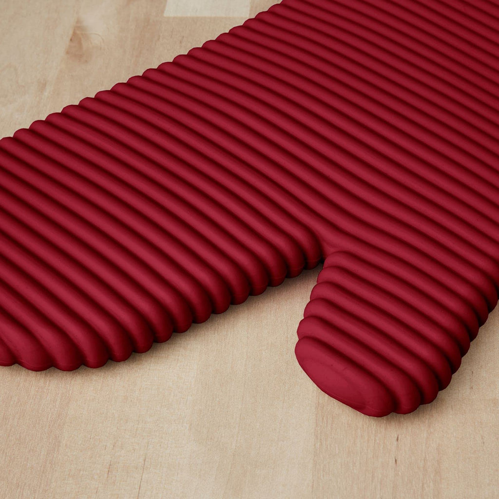 KITCHENAID Ribbed Soft Silicone Oven Mitt 2-Pack Set, 7.5"x13", Milkshake