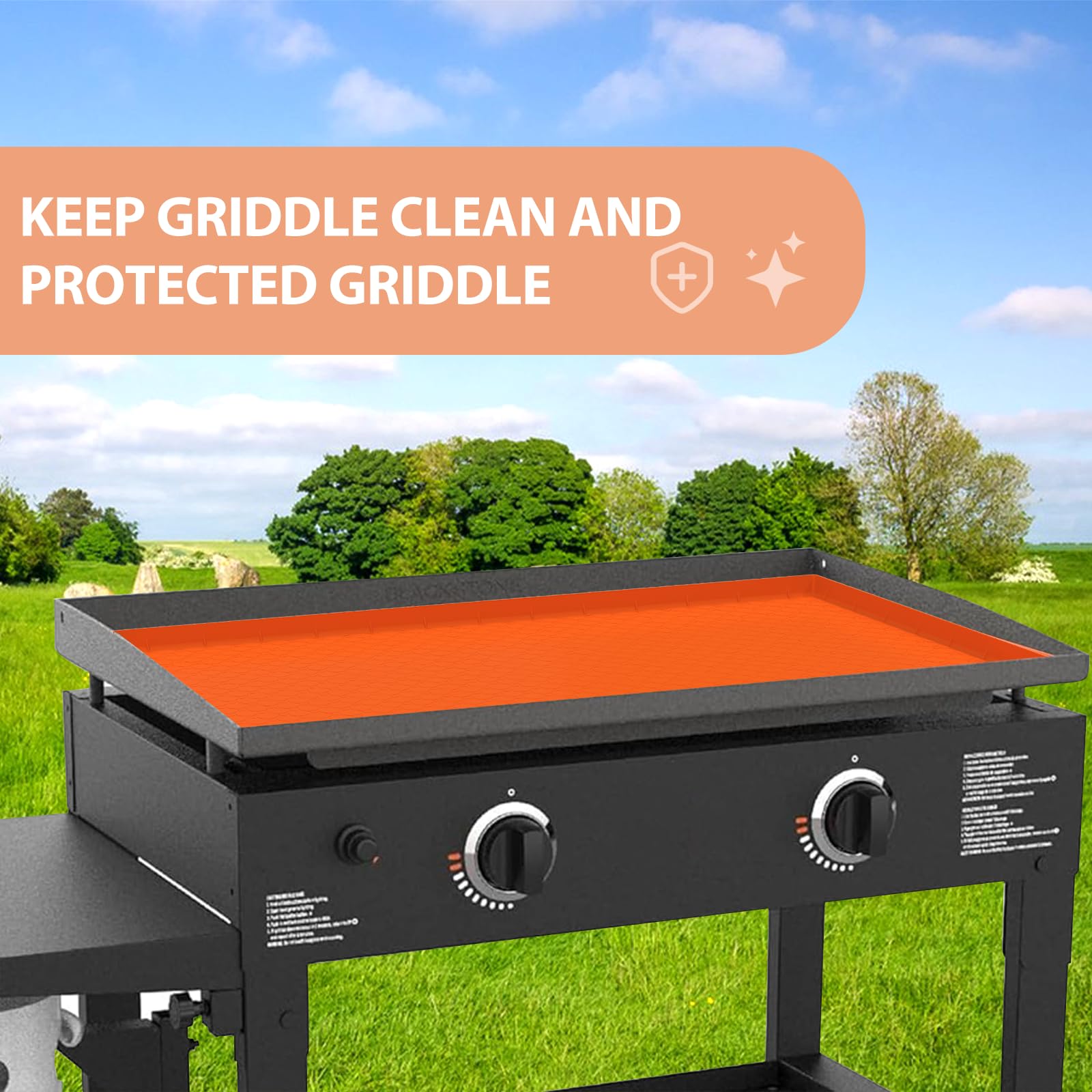 28 Inch Silicone Griddle Cover, Heavy Duty Food Grade Griddle Mat for Blackstone Grill Top, Year-round Protective Cover for Keep Surface Clean, Orange