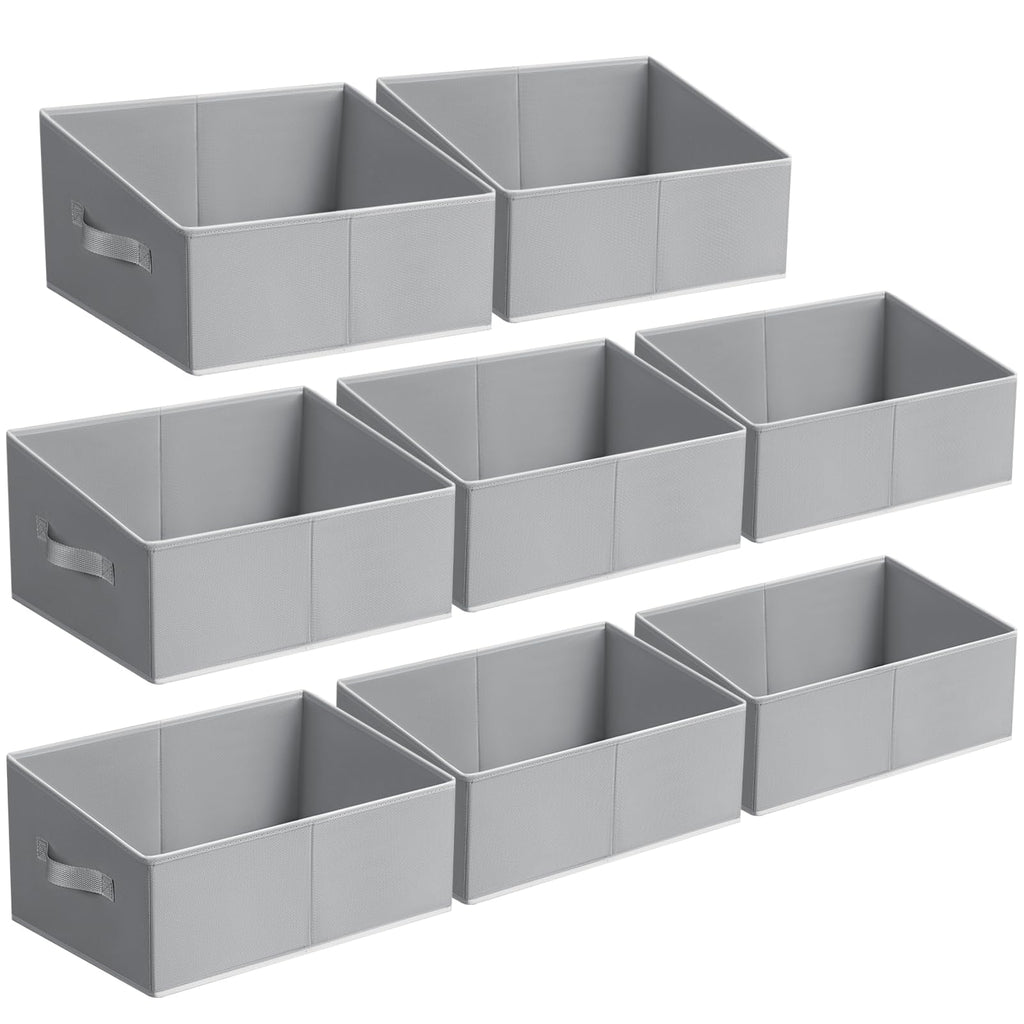 Homsorout Storage Bins Cube Storage Organizer - 8 Pack Fabric Trapezoid Storage Cubes for Bins and Baskets for Shelves Collapsible Non-Separating Trapezoidal Flared Cube Organizer, Light Gray