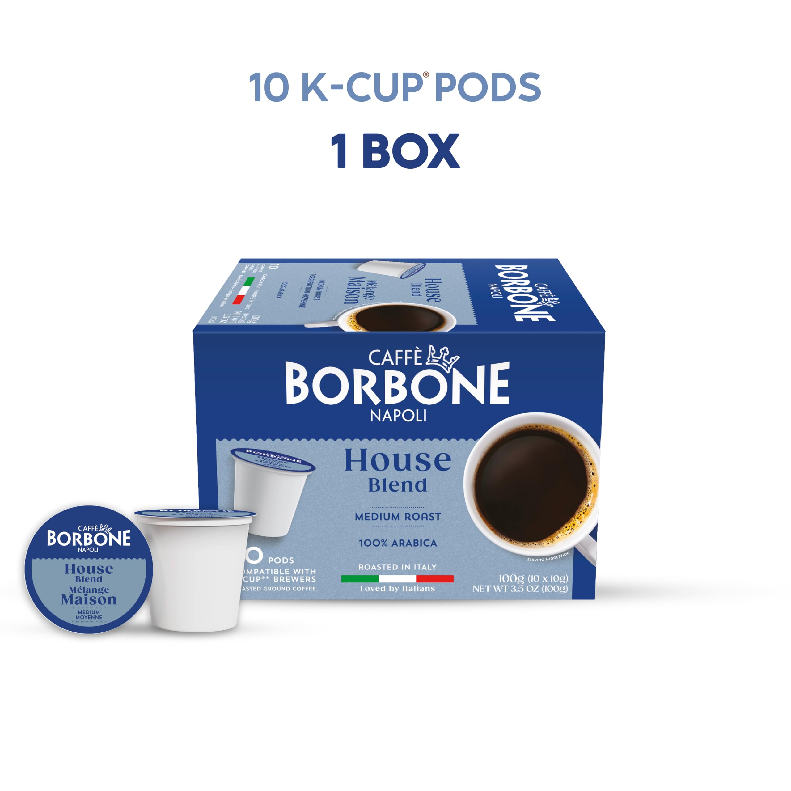 Caffè Borbone Italian Roast Coffee (60 Count) – Medium Dark Roast, Arabica & Robusta Blend, Roasted in Italy for a Bold, Smooth Taste – Single Serve Coffee Pods Compatible with K-Cup Brewers