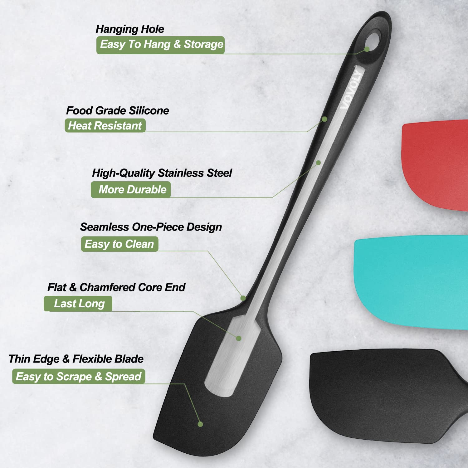 3 Pack Large Silicone Spatula for Kitchen,600°F Heat resistant Rubber Spatulas for Baking,Cooking, Scraping,and Mixing,Non Stick Kitchen Utensils, BPA Free, 11.2 IN, Khaki