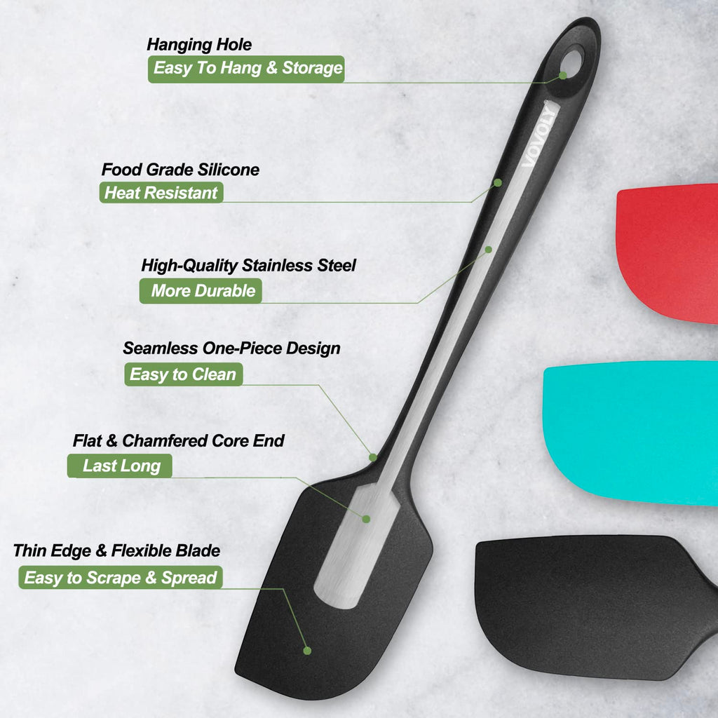 3 Pack Large Silicone Spatula for Kitchen,600°F Heat resistant Rubber Spatulas for Baking,Cooking, Scraping,and Mixing,Non Stick Kitchen Utensils, BPA Free, 11.2 IN, Khaki