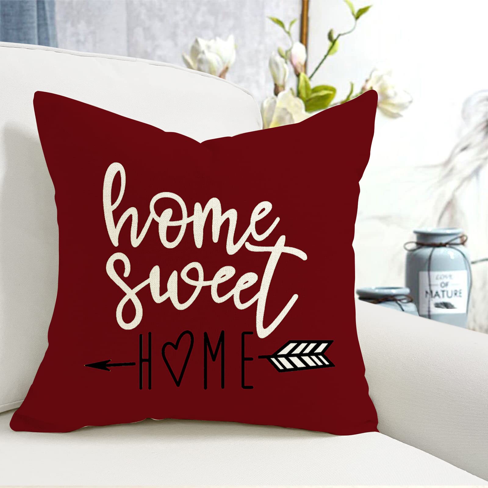 YCOLL Pillow Covers 18x18 Set of 4, Modern Sofa Throw Pillow Cover, Decorative Outdoor Linen Fabric Pillow Case for Couch Bed Car，Light Blue