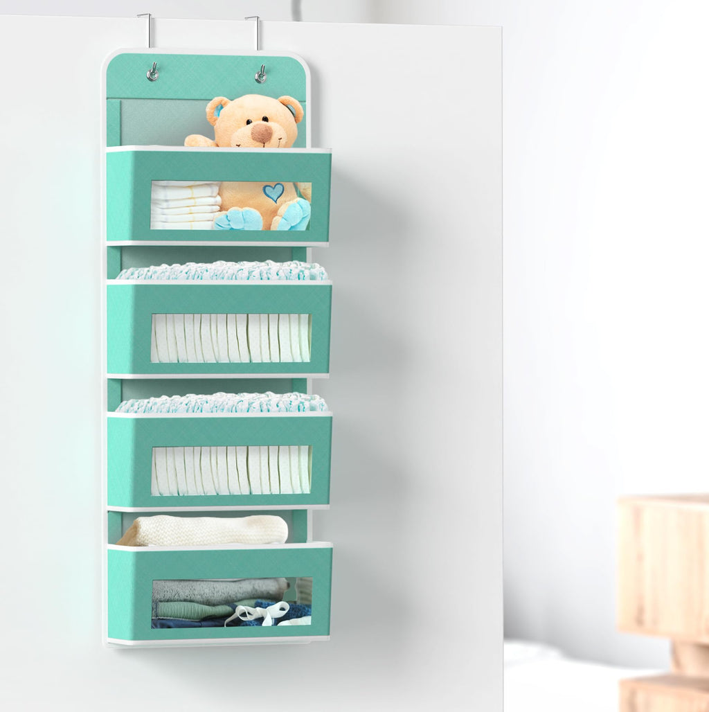 Simple Houseware 6 Clear Window Pocket Over Closet Door Storage Hanging Organizer for Bedroom, Bathroom, Pantry, Beige