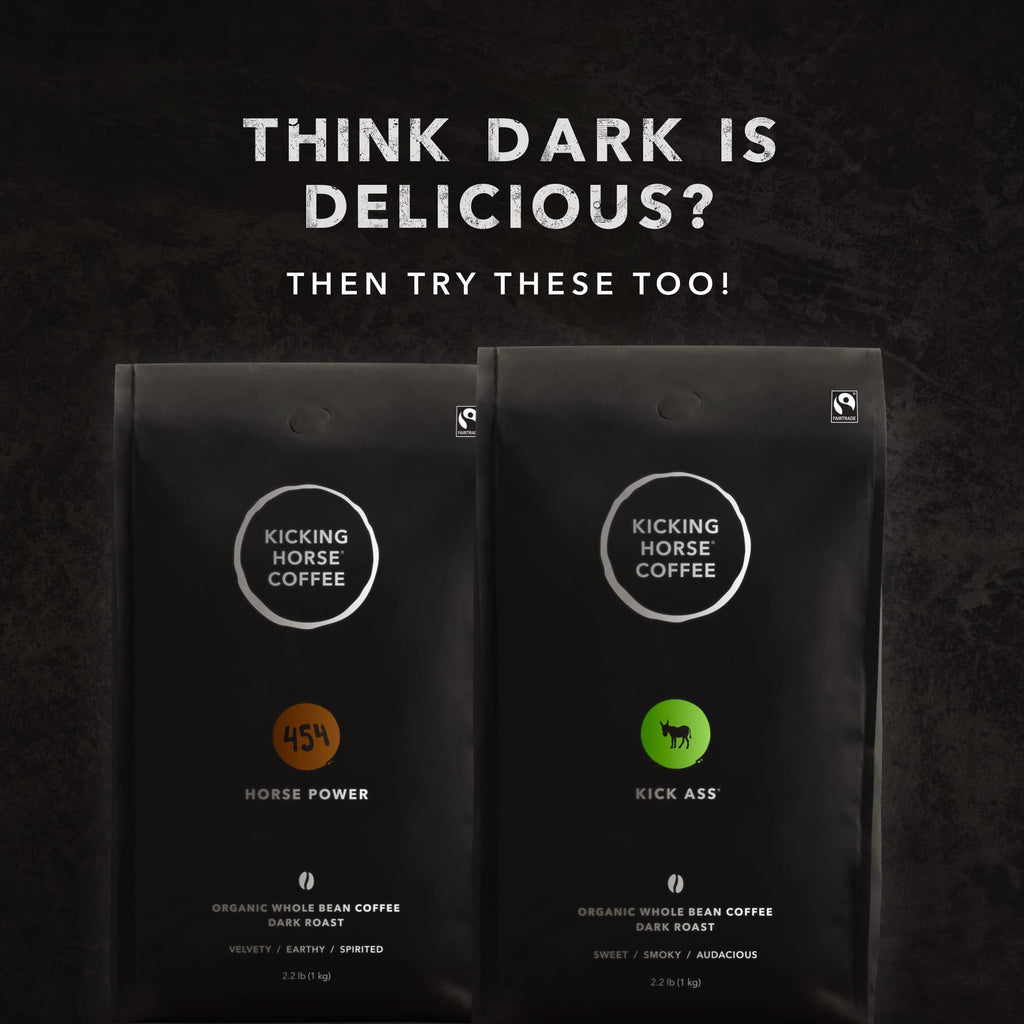 Kicking Horse Coffee, 454 Horse Power, Dark Roast, Whole Bean, 10 oz - Certified Organic, Fairtrade, Kosher Coffee