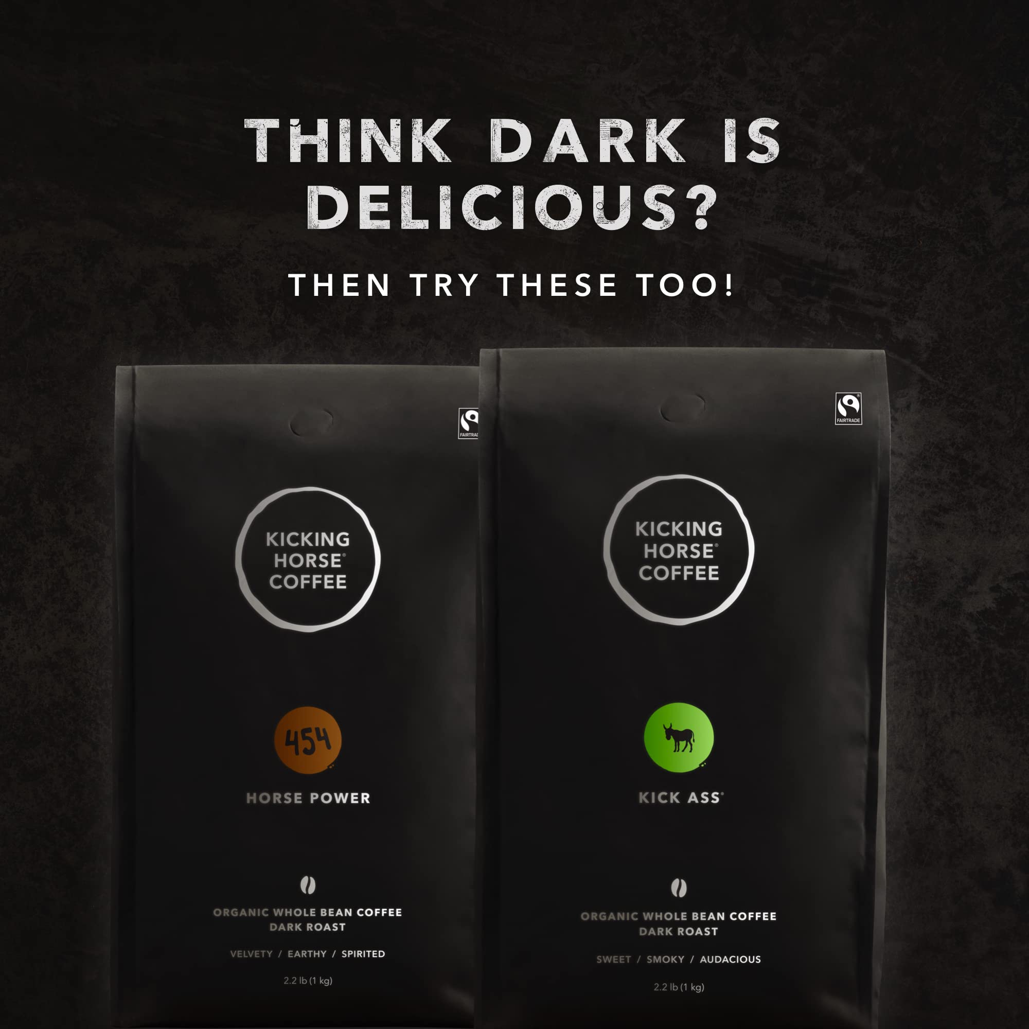 Kicking Horse Coffee, 454 Horse Power, Dark Roast, Whole Bean, 10 oz - Certified Organic, Fairtrade, Kosher Coffee