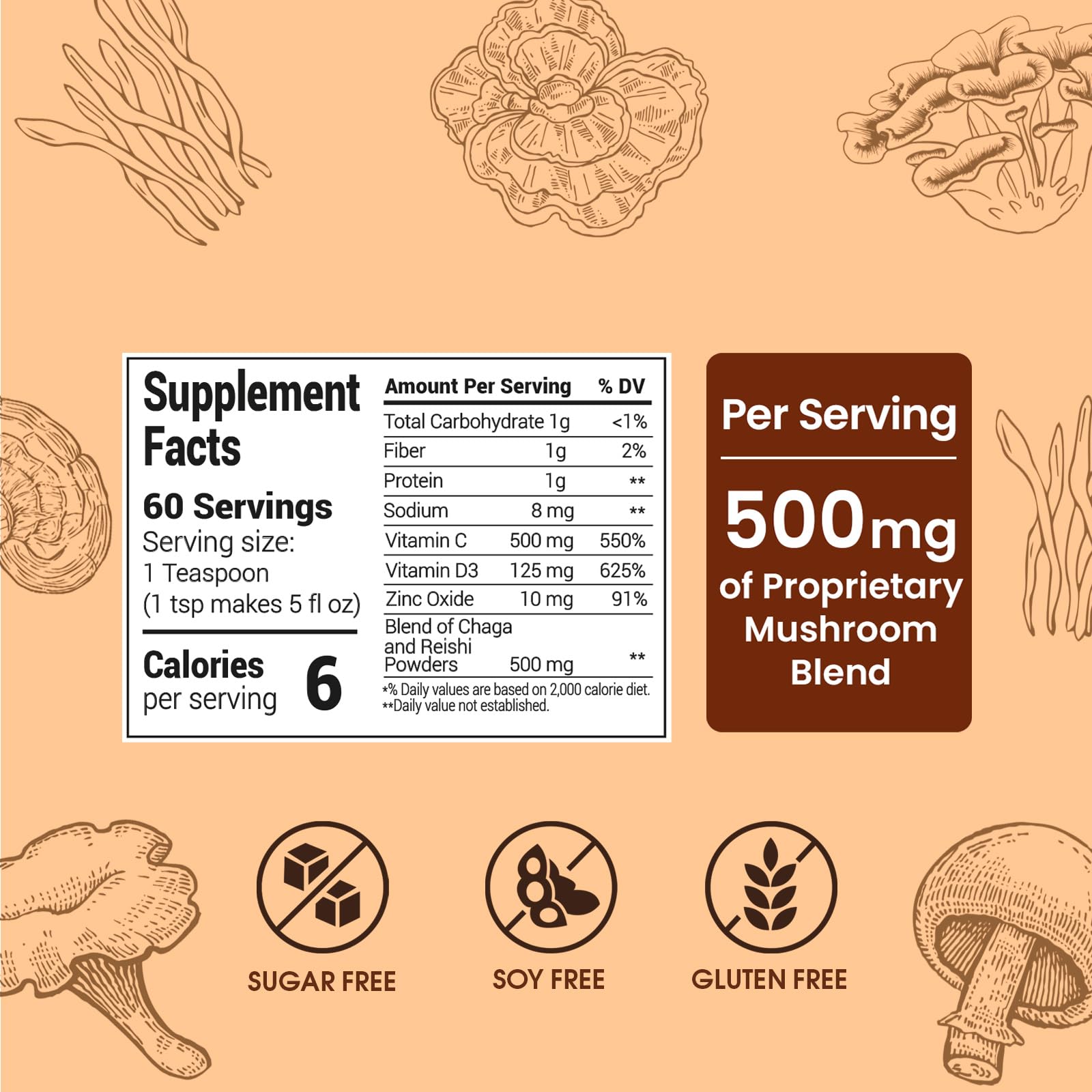 Mushroom Coffee (60 Servings) 10 Mushrooms (Lion’s Mane, Cordyceps, Turkey Tail & Other) Mixed With Gourmet Arabica Instant Immune Boosting Coffee for Focus & Gut Health Support