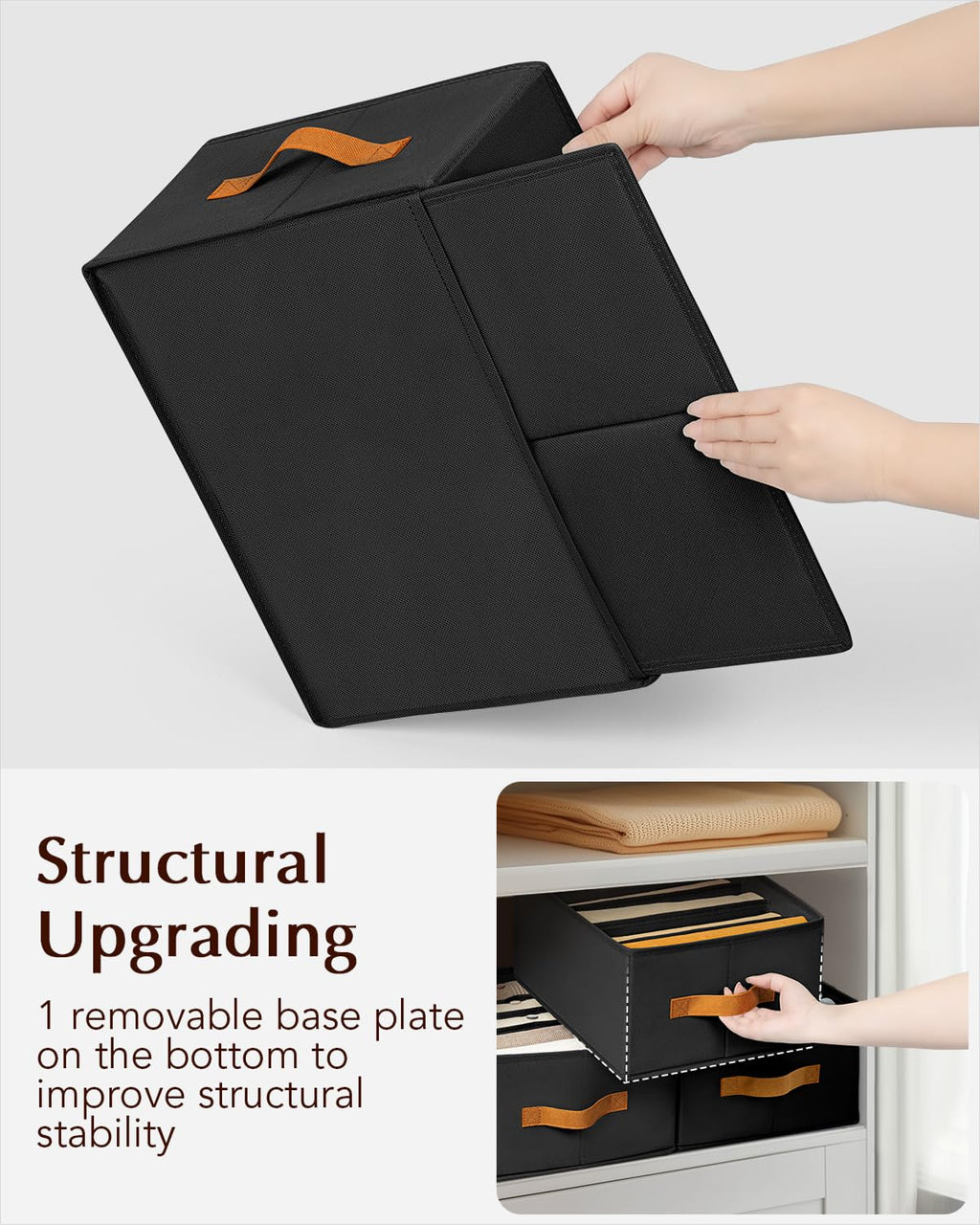 Homsorout Clothes Organizers and Storage - 4/5/7 Grids Fabric Jeans Organizer with Handles, Foldable Closet Organizers Dividers, Wardrobe organizer for Pant, Sweater, T-shirt, Scarf, 6 Pack, Beige