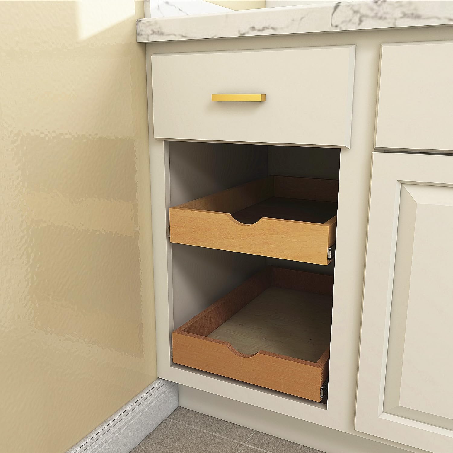 Elysian Under Desk Drawers 30" W × 21" D Add-on Drawers for Under Desk or Cabinet, Multipurpose Drawer Storage for Office Supplies, Smooth Pull Out Cabinet Organizer