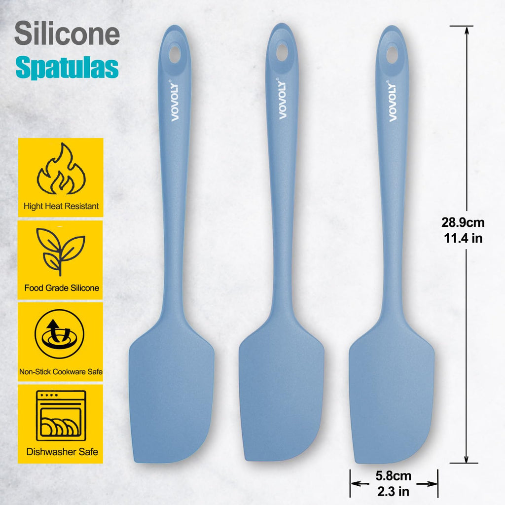 3 Pack Large Silicone Spatula for Kitchen,600°F Heat resistant Rubber Spatulas for Baking,Cooking, Scraping,and Mixing,Non Stick Kitchen Utensils, BPA Free, 11.2 IN, Khaki