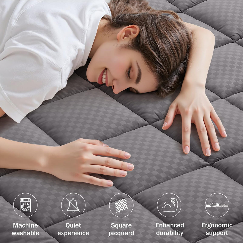 OLANLY Queen Quilted Fitted Mattress Pad – Soft Pillow Top Mattress Topper, Down Alternative Fill, Cooling Comfort Breathable Mattress Cover, Machine Washable Deep Pocket Mattress Protector, White