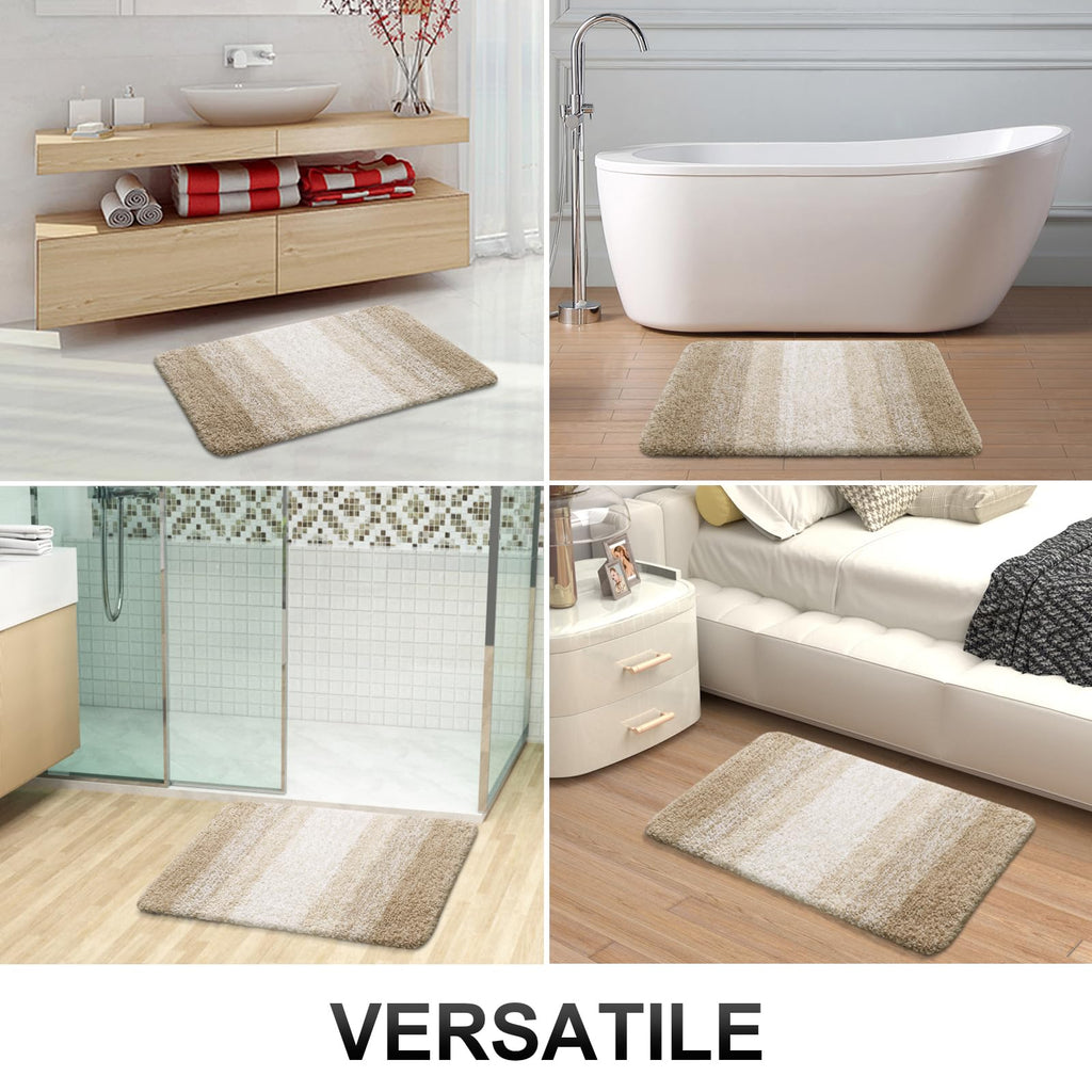 OLANLY Bathroom Rugs Sets 4 piece, Soft Microfiber Absorbent Bath Mat, U-Shaped Contour Toilet Mat and Toilet Lid Cover, Quick Dry, Machine Washable, Toilet Cover and Rug Set for Bathroom, Grey