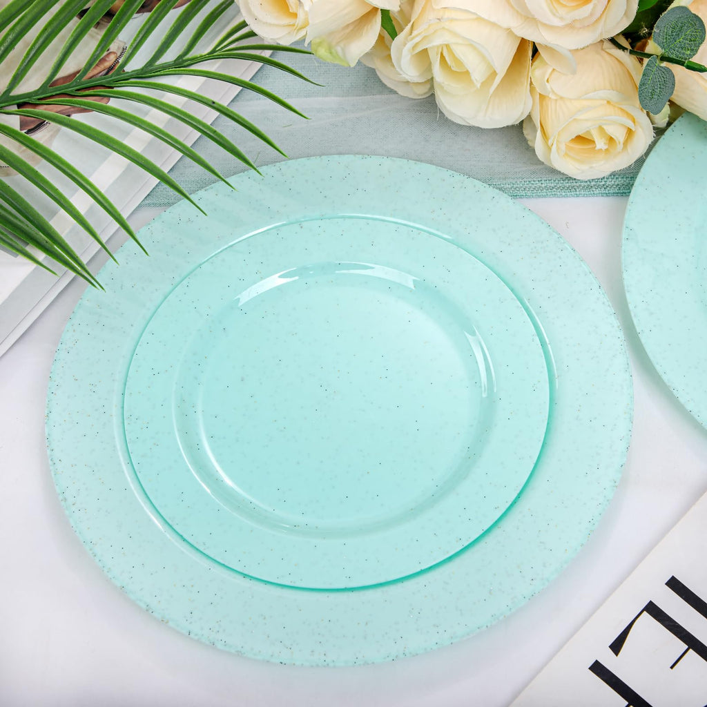 DaYammi 60PCS Blue and White Plastic Plates Blue Rim White Disposable Plates Blue White Party plates Include:30 Plastic Dinner Plate 30 Dessert plate and Wedding & Party Dining
