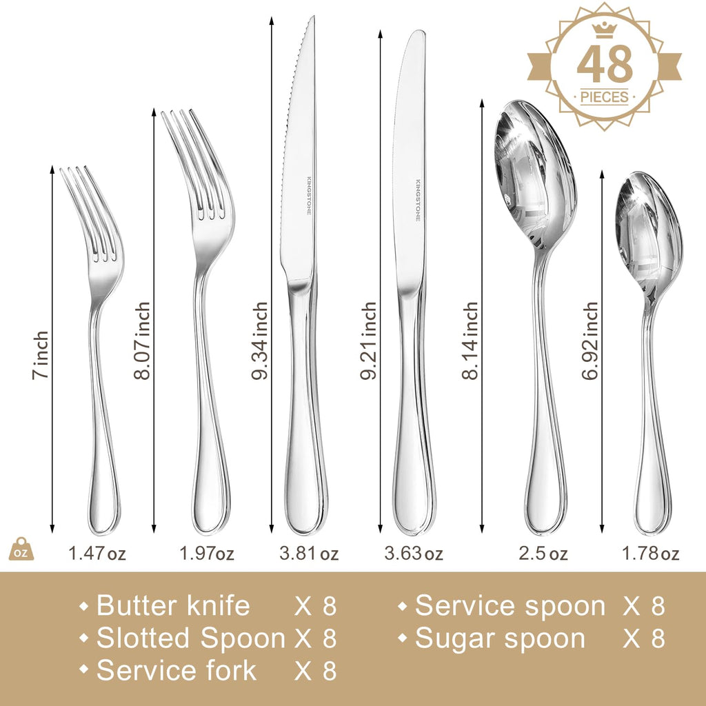 KINGSTONE 20 Piece Teardrop Silverware Set for 4, 18/10 Stainless Steel Flatware Set, Modern Design Cutlery Set for Home/Hotel/Wedding,Mirror Polished and Dishwasher Safe