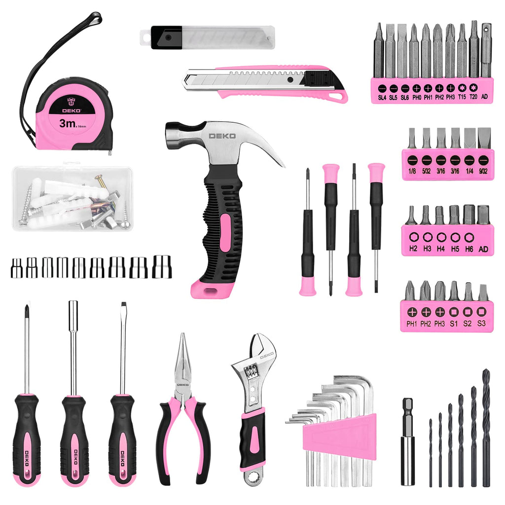 DEKOPRO Tool Set：Tool Kit with 8V Cordless Drill,Tool Box with Drill,Hand Drill Set for Men & Women,Home Tool Kits for House Repair,Handyman,DIY 126 Piece