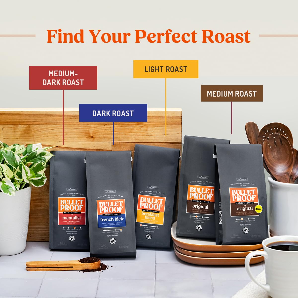 Bulletproof Original Medium Roast Ground Coffee,100% Arabica Coffee, Clean Coffee Tested for Toxins, Sustainably Sourced, 12 Ounces