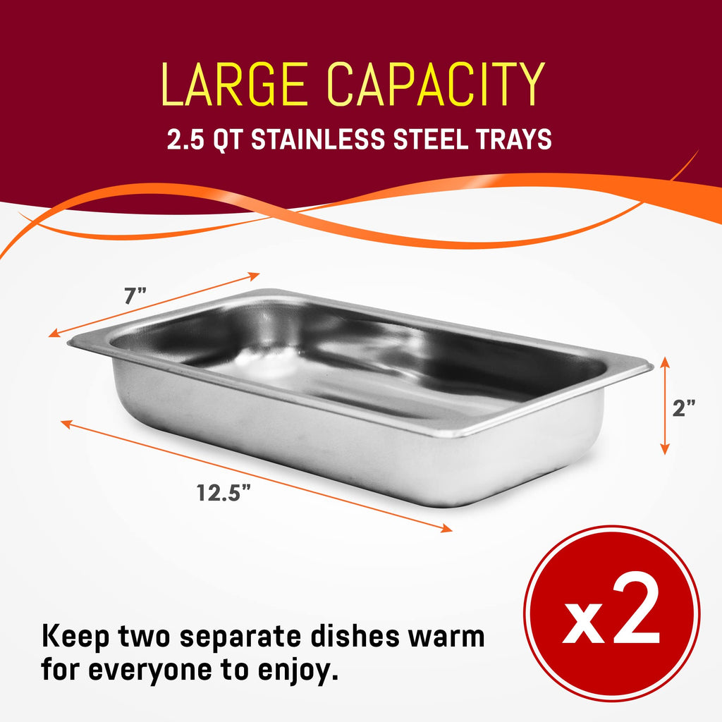 Elite Gourmet EWM-6171 Triple 3 x 2.5 Qt. Trays, Buffet Server, Food Warmer Temperature Control, Clear Slotted Lids, Perfect for Parties, Entertaining & Holidays, 7.5 Qt Total, Stainless Steel