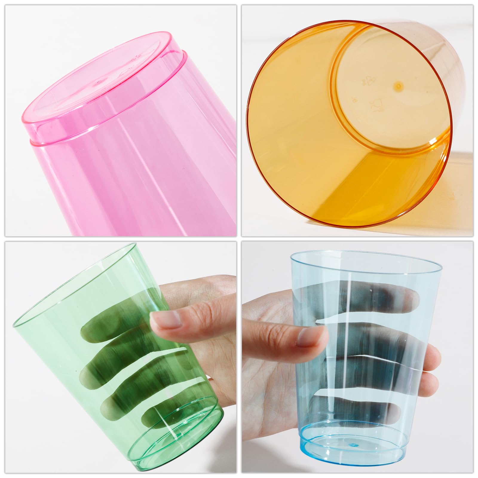 DaYammi 200 Pack Gold Plastic Cups 10 Oz Clear Cup Gold Rimmed Disposable Wine Glasses Fancy Disposable Party Cups Tumblers Drinking Cup Plastic Cocktail Glasses gold disposable cups for Party Wedding