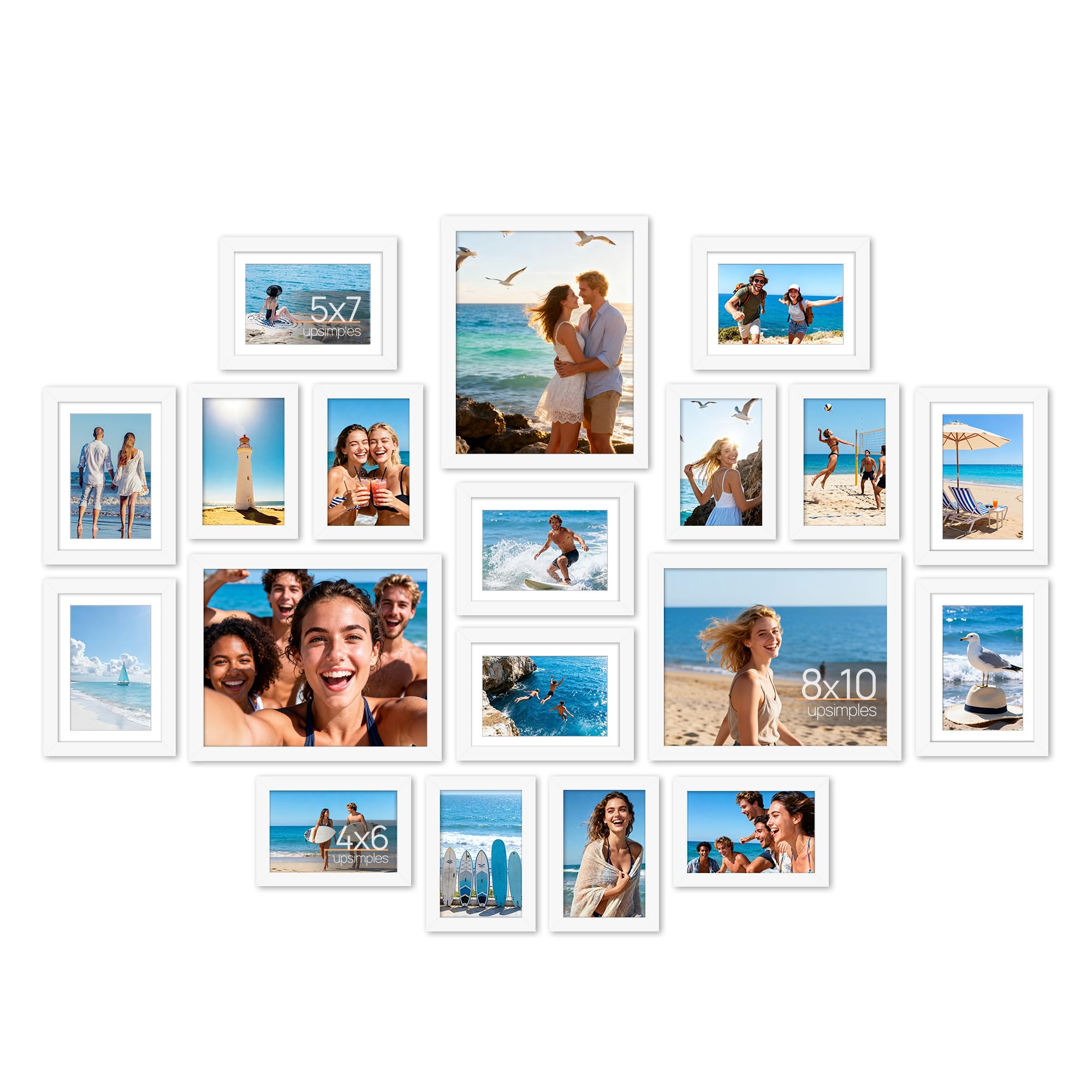 upsimples 19 Pack Picture Frames Collage Wall Decor for Mounting or Tabletop Display, Photo Gallery Frame Set for Family, Multi Sizes Including 8x10, 5x7, 4x6, Black