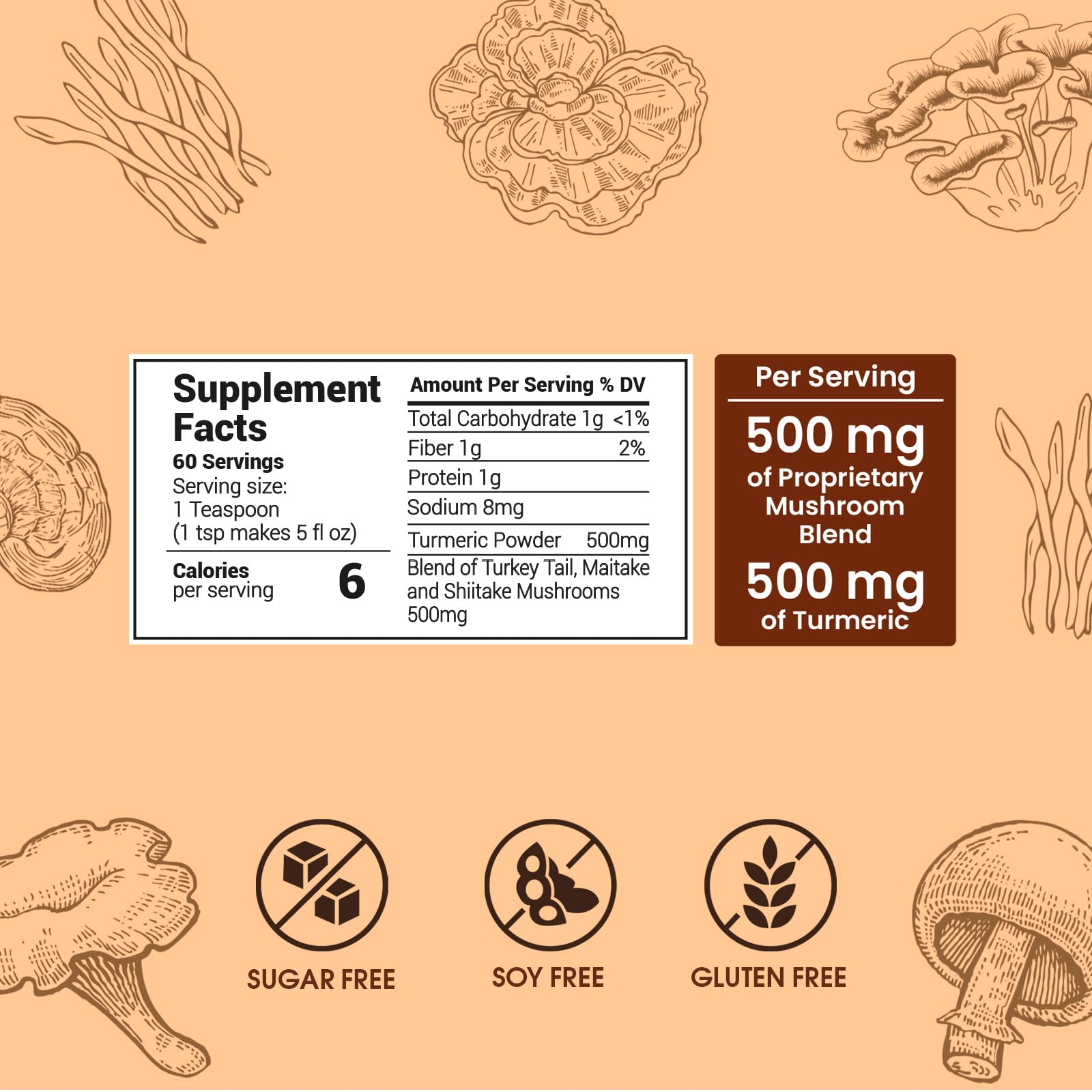 Mushroom Coffee (60 Servings) 10 Mushrooms (Lion’s Mane, Cordyceps, Turkey Tail & Other) Mixed With Gourmet Arabica Instant Immune Boosting Coffee for Focus & Gut Health Support