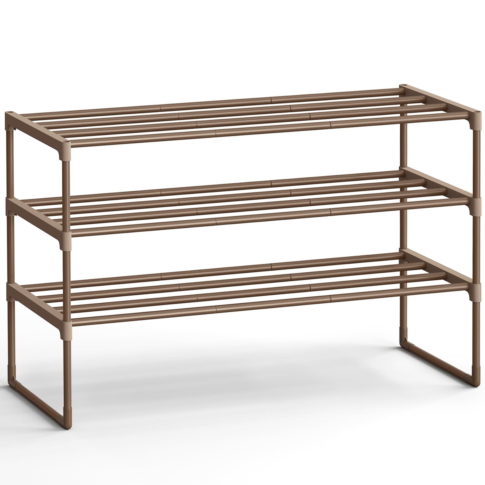 SONGMICS Shoe Rack, 3-Tier Shoe Organizer, Metal Storage Shelf, Upright or Upside Down, for 16-20 Pairs, Stackable, for Entryway, 11.8 x 36.2 x 21.7 Inches, Black ULSA303B02