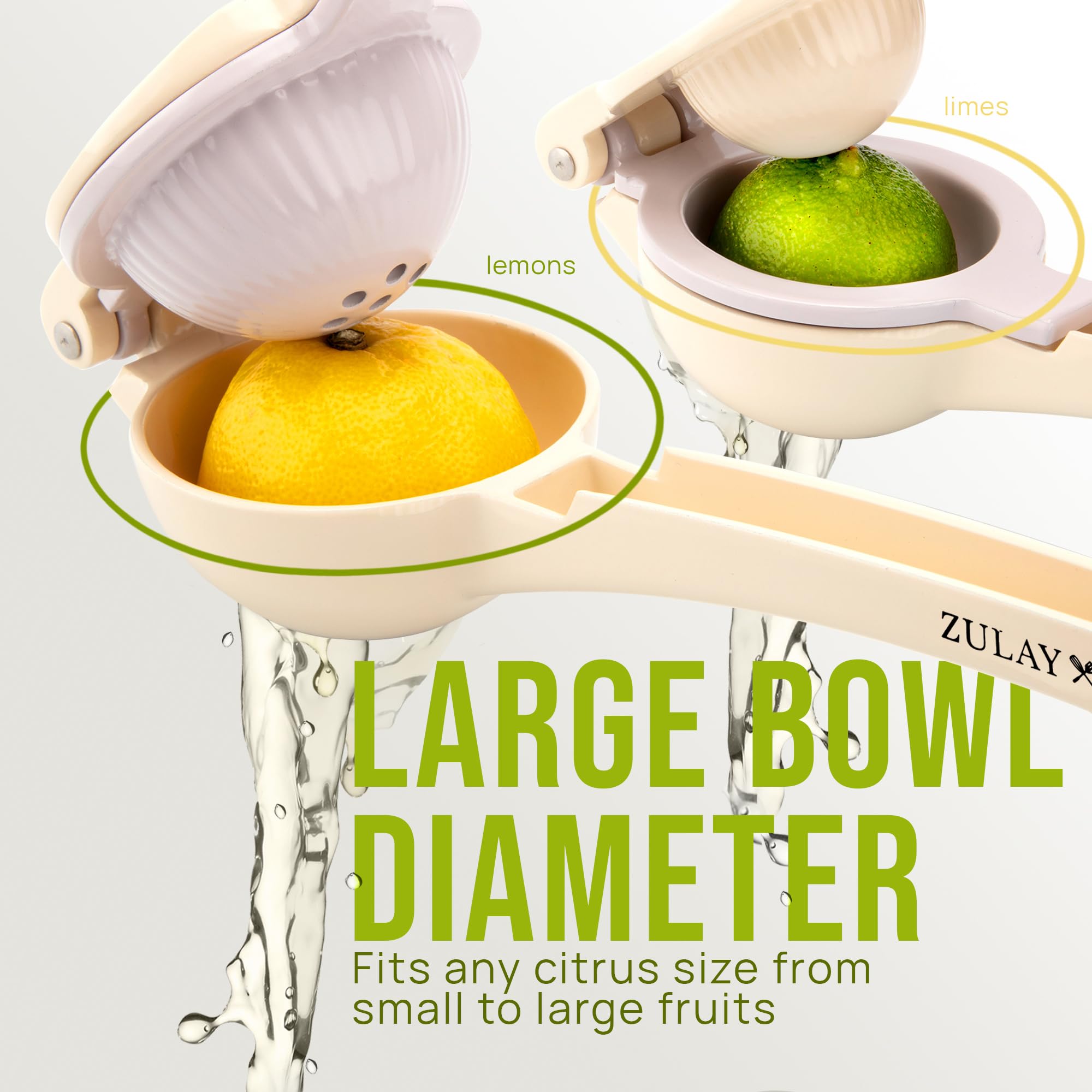 Zulay Kitchen Metal 2-in-1 Lemon Squeezer - Sturdy Max Extraction Hand Juicer Lemon Squeezer Gets Every Last Drop - Easy to Clean Manual Citrus Juicer - Easy-Use Lemon Juicer Squeezer - Yellow/Green