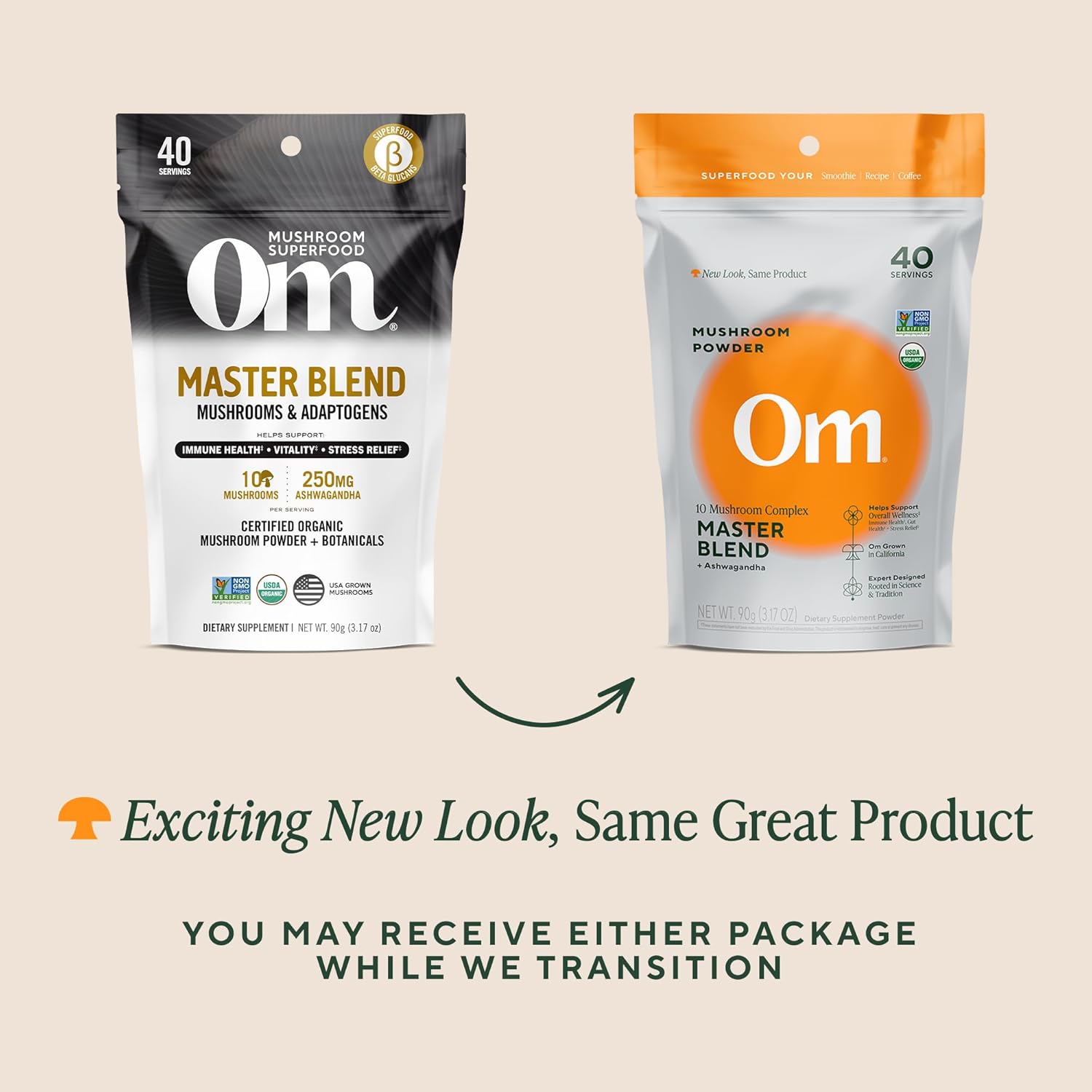 OM Mushrooms Master Blend Mushroom Powder – Organic Mushroom Supplement with 10 Mushrooms and Ashwagandha - Support Immunity, Gut Health & Stress Relief, 6.34 oz (80 Servings)
