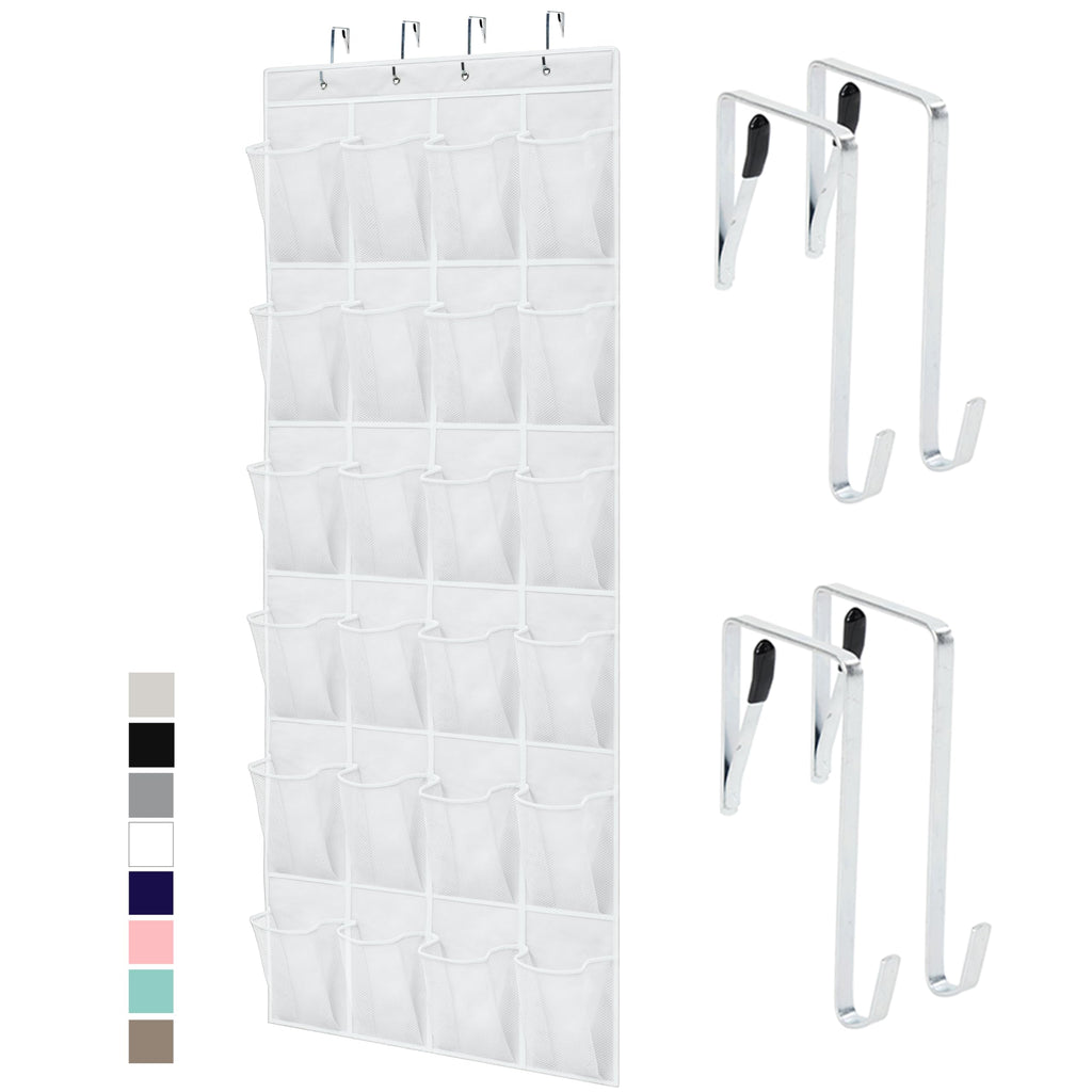 GORILLA GRIP Over the Door Shoe Organizer, 24 Large Breathable Mesh Pockets, Space Saving Hanging Storage Holder, Closet Rack Hanger Holds Up to 40 lbs, Hangs on Closets for Shoes, Accessories, Black