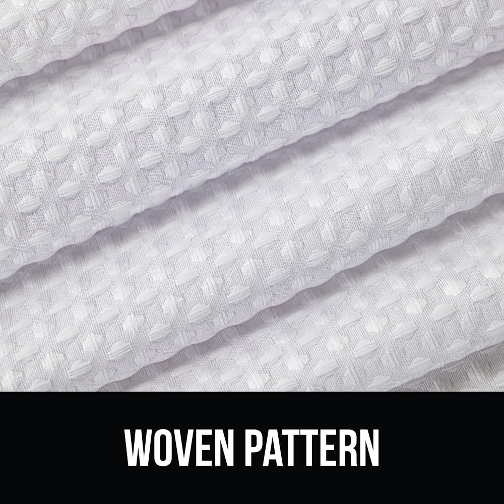 GORILLA GRIP Waffle Shower Curtain, Thick Weighted Fabric, Wrinkle and Rust Resistant, Classic Hotel Quality Design, Heavy Duty Long Curtains for Bathroom Showers, Bath Tubs, Machine Wash, 72x72 White
